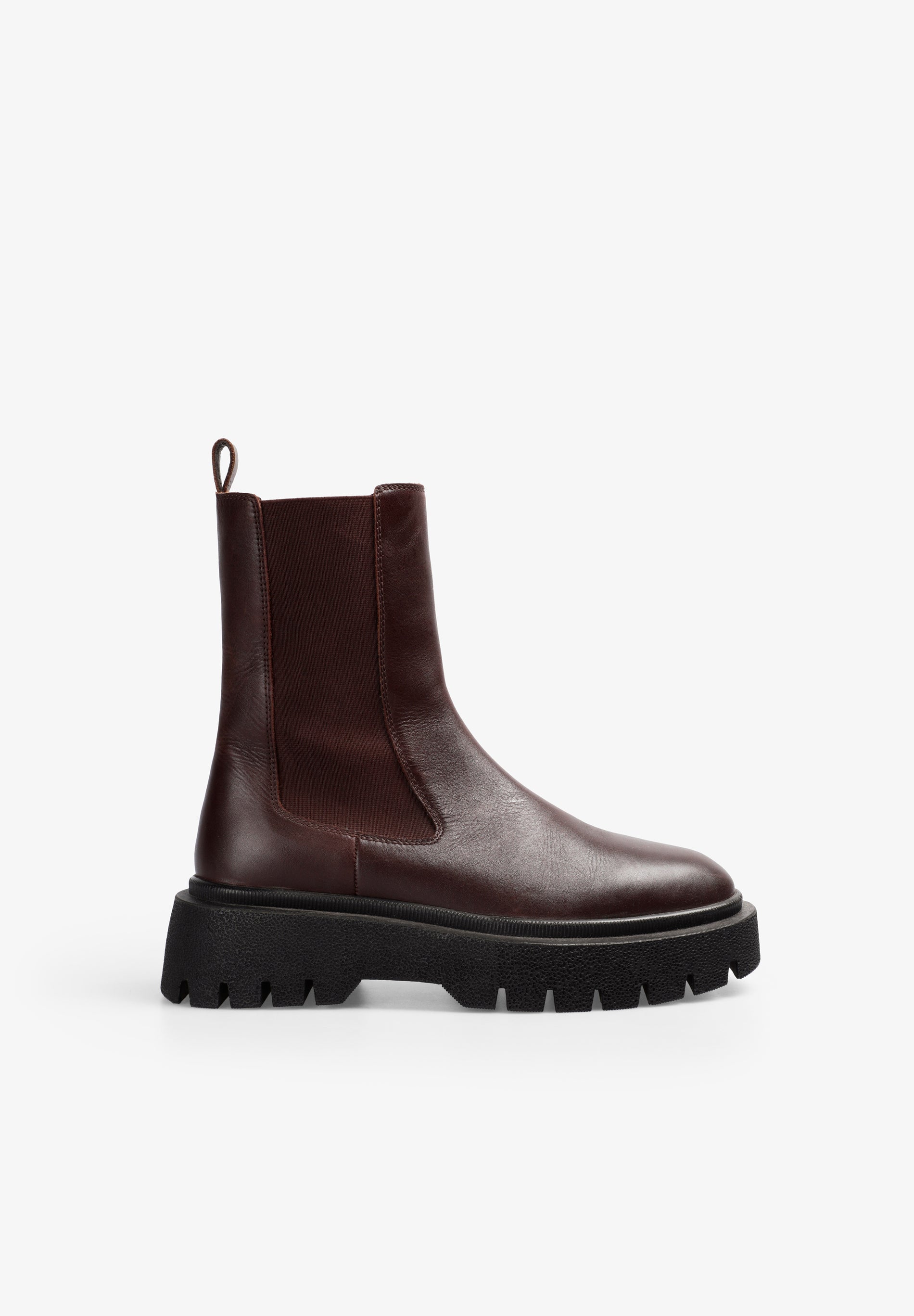 BOTAS CHELSEA EM PELE BORDEAUX