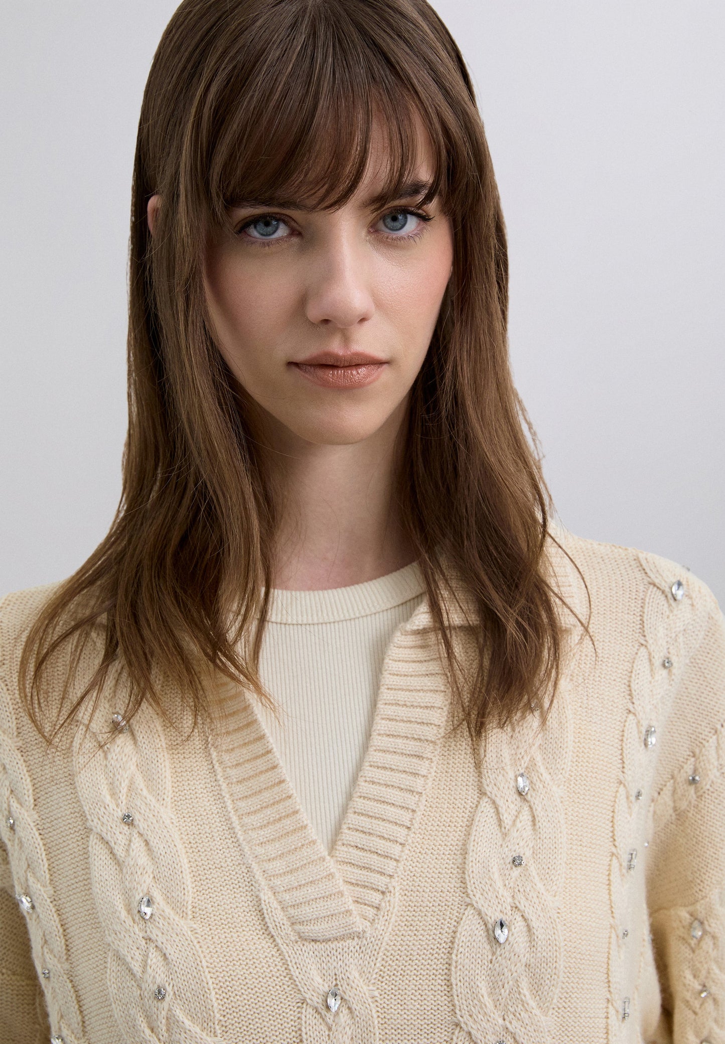 SWEATER CAMISA POLO MALHA DE CABO COM STRASS