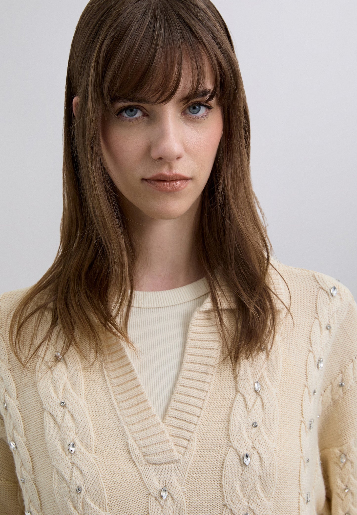 SWEATER CAMISA POLO MALHA DE CABO COM STRASS