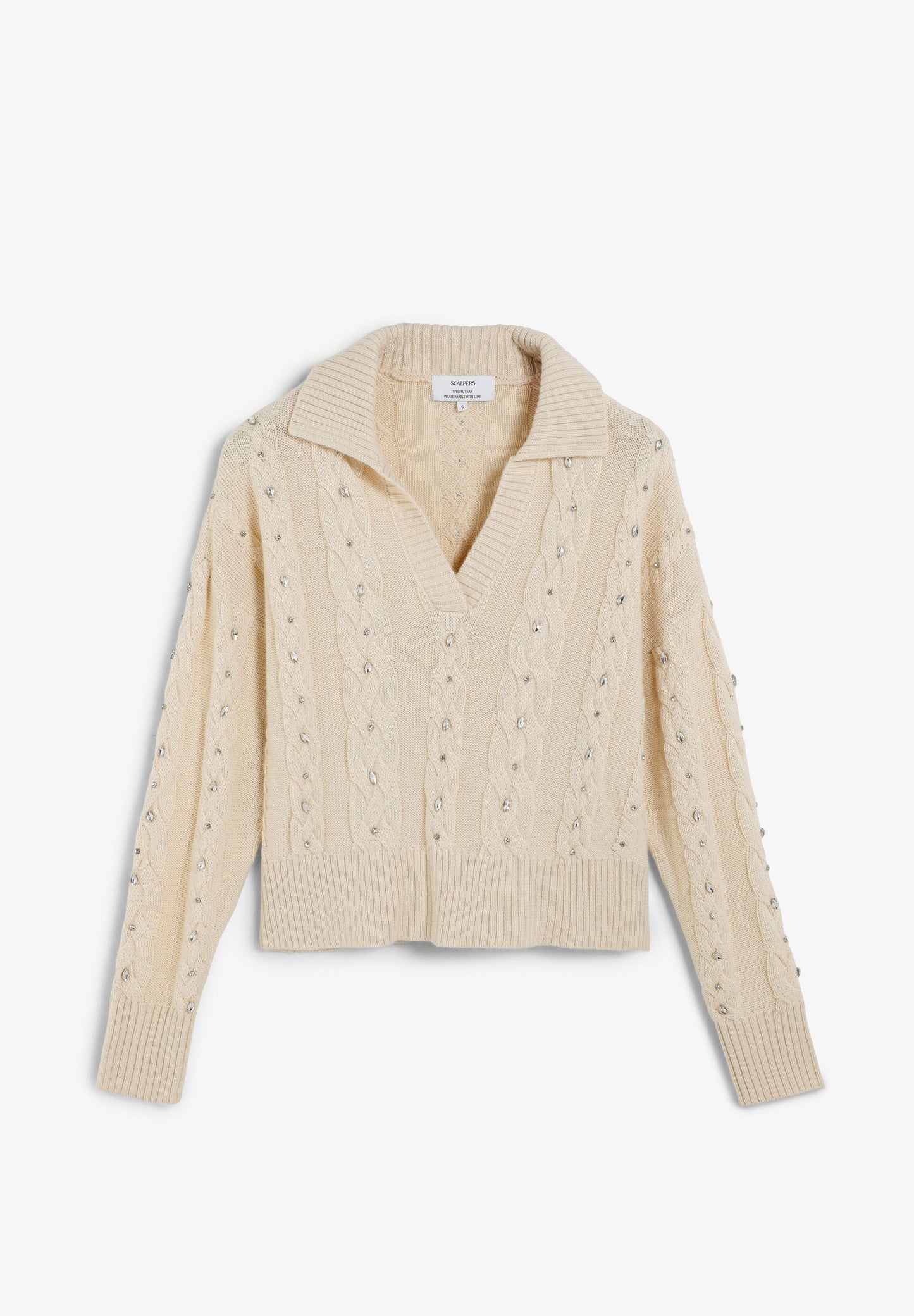 SWEATER CAMISA POLO MALHA DE CABO COM STRASS