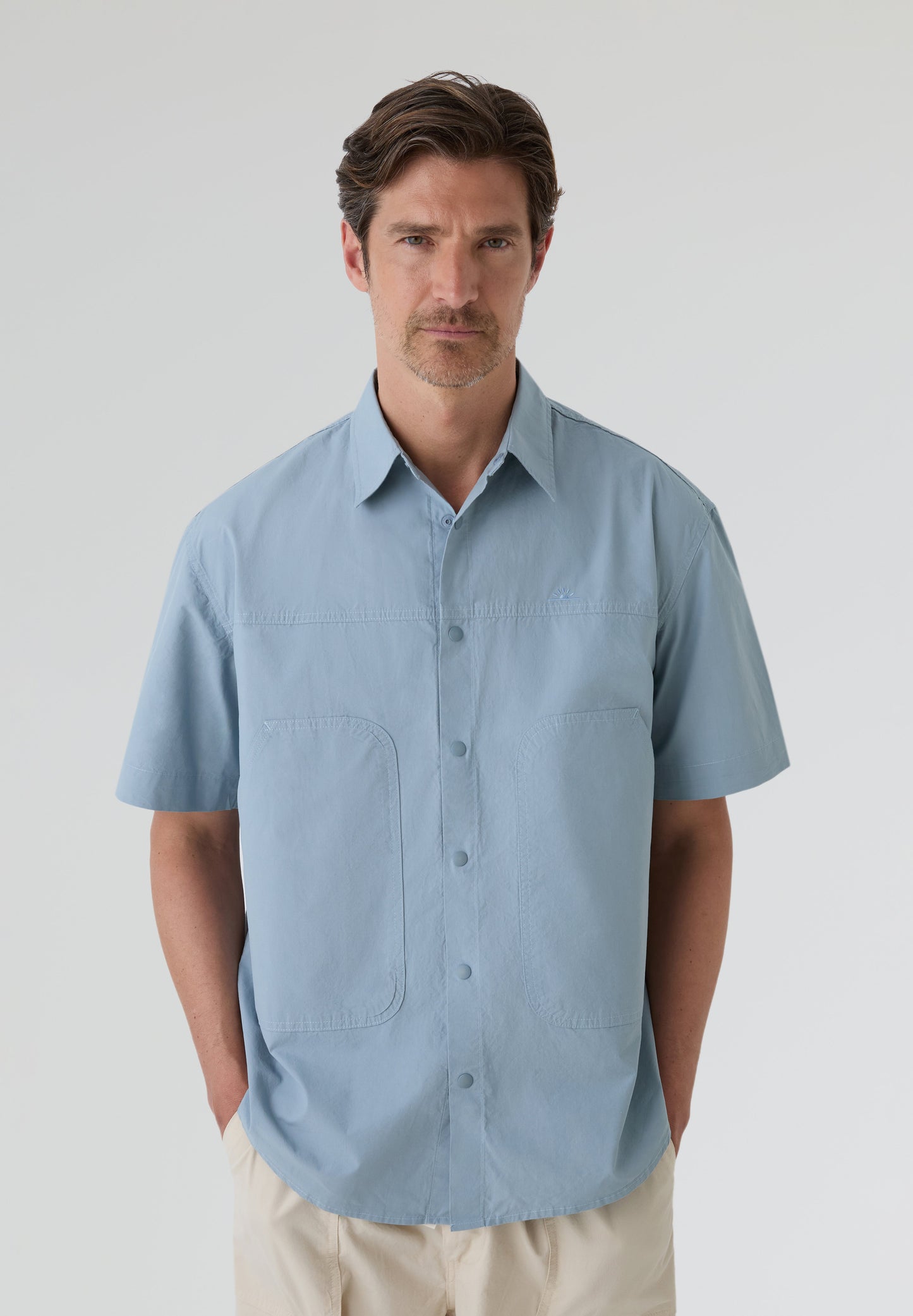 KAPPY | COTTON SNAP HALF SHIRT