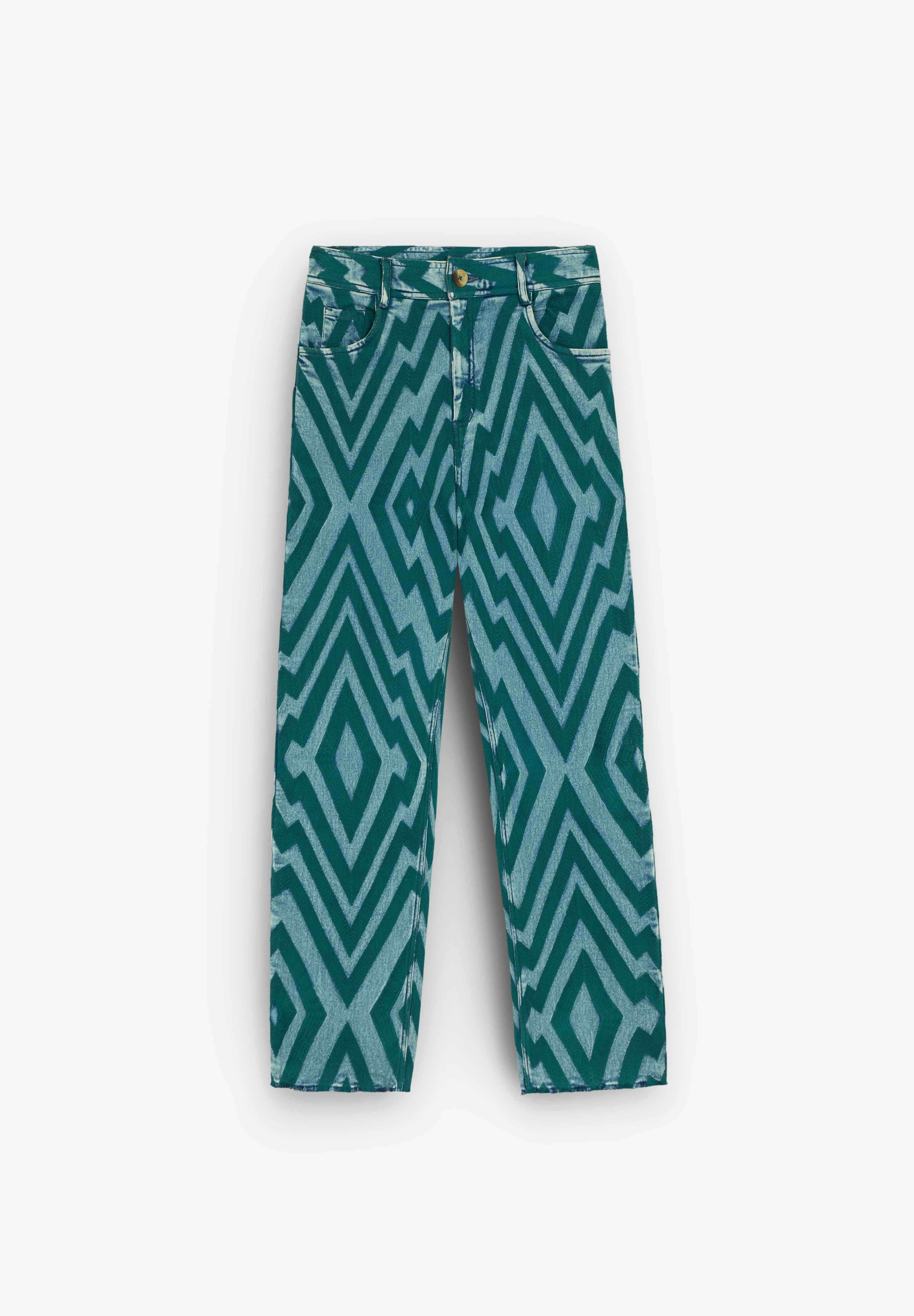 MICHONET | PANTALON DENIM CHEVRON VERDE