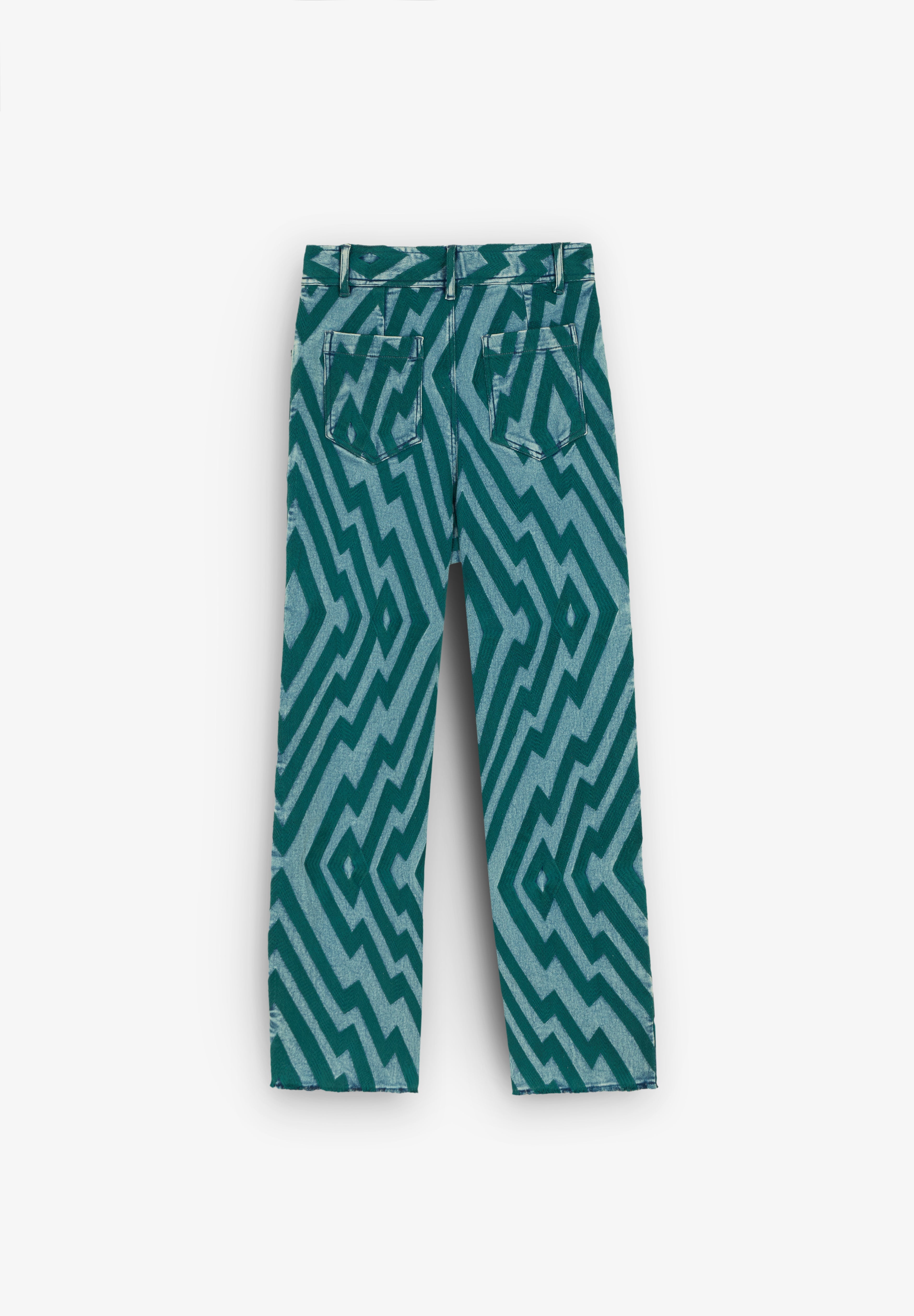 MICHONET | PANTALON DENIM CHEVRON VERDE