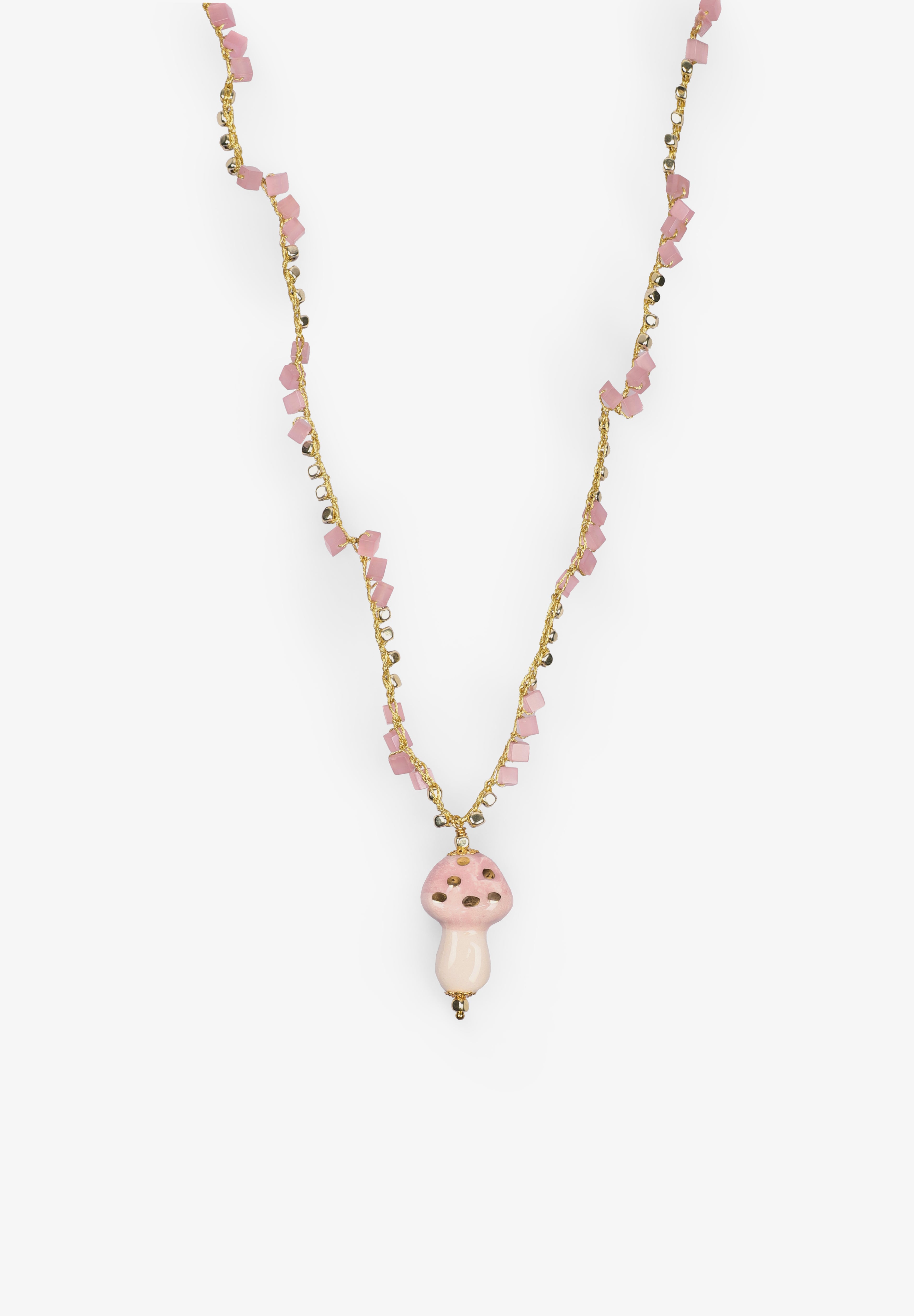 CASHFANA | COLLAR LARGO DE CERÁMICA FUNGHI ROSA
