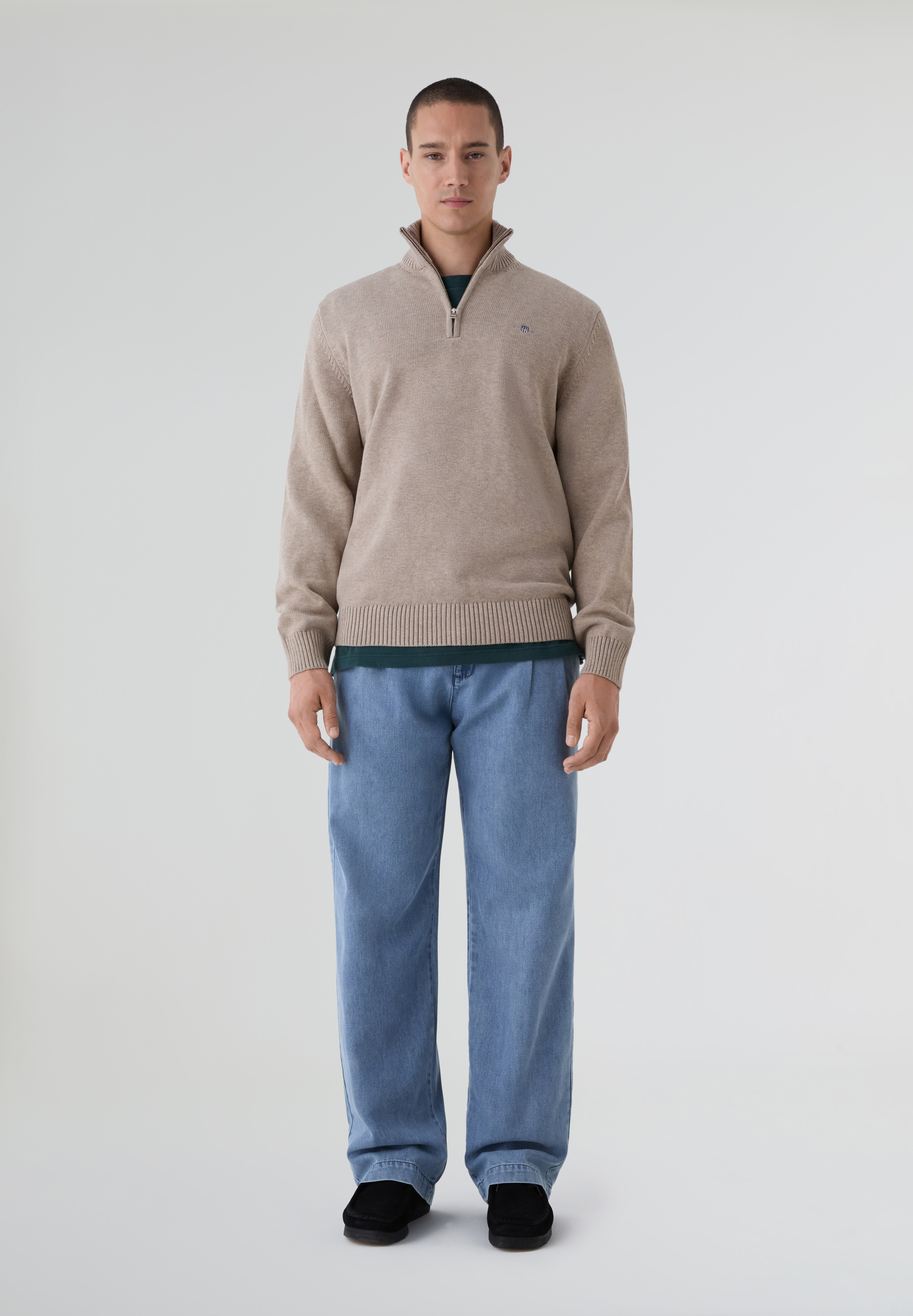GANT | SWEATER DE ALGODÃO COM MEIO FECHO DE CORRER