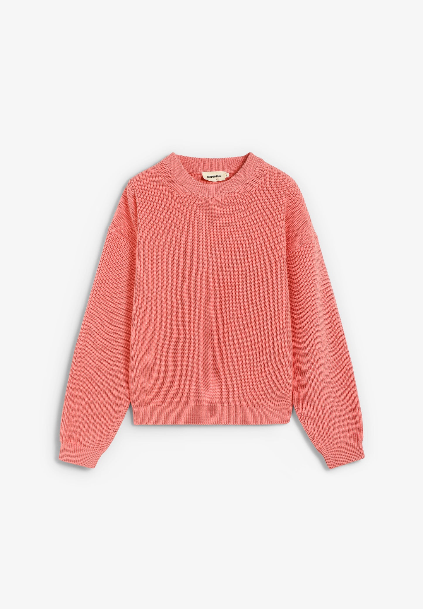 THINKING MU | CORAL PINK CARMEN KNITTED SWEATER