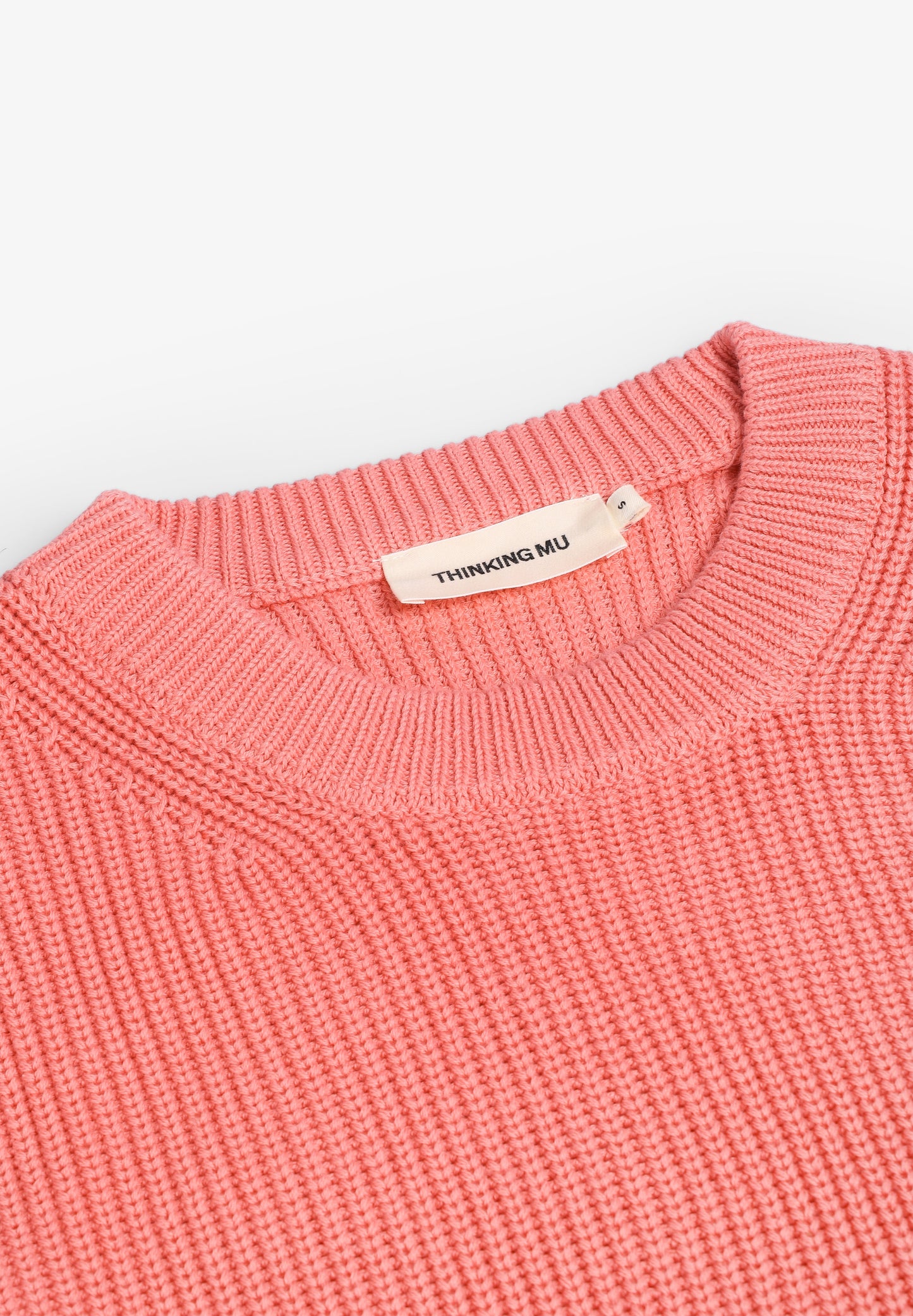 THINKING MU | CORAL PINK CARMEN KNITTED SWEATER