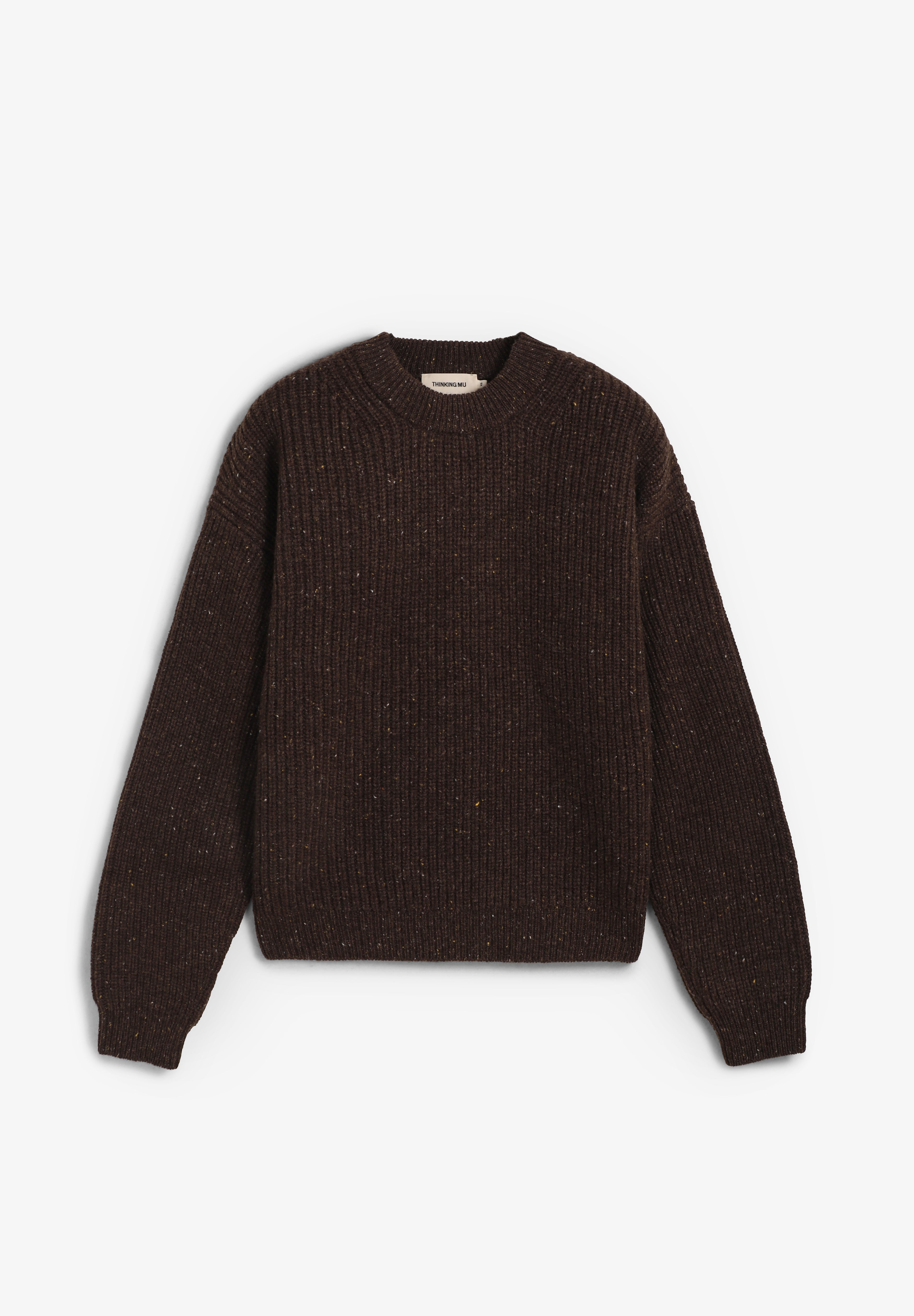 THINKING MU | BROWN CARMEN KNITTED SWEATER
