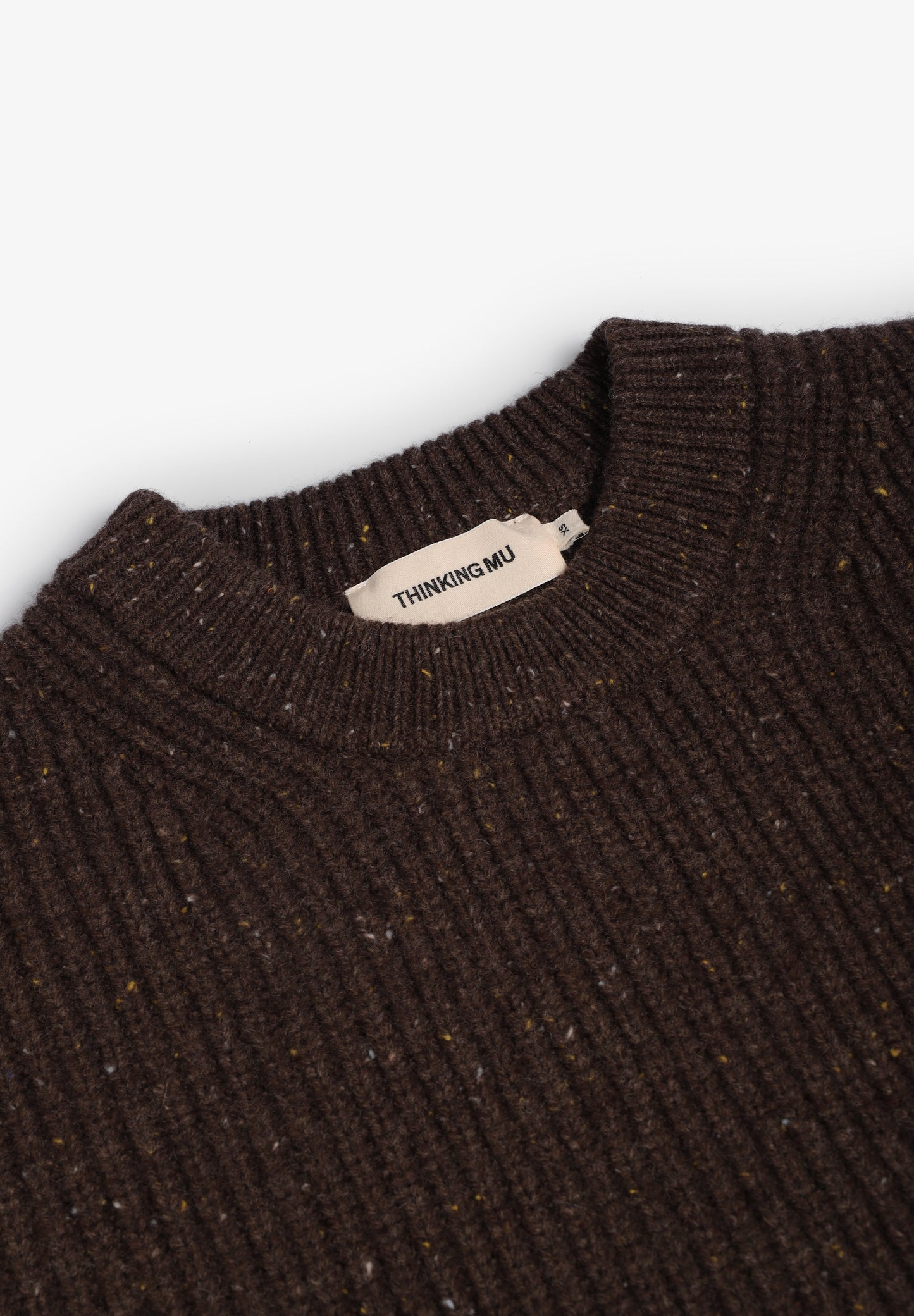 THINKING MU | BROWN CARMEN KNITTED SWEATER