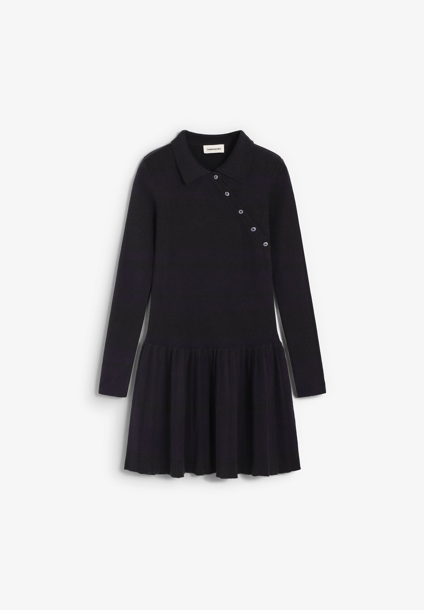 THINKING MU | DARK STRIPES TASHI KNITTED DRESS