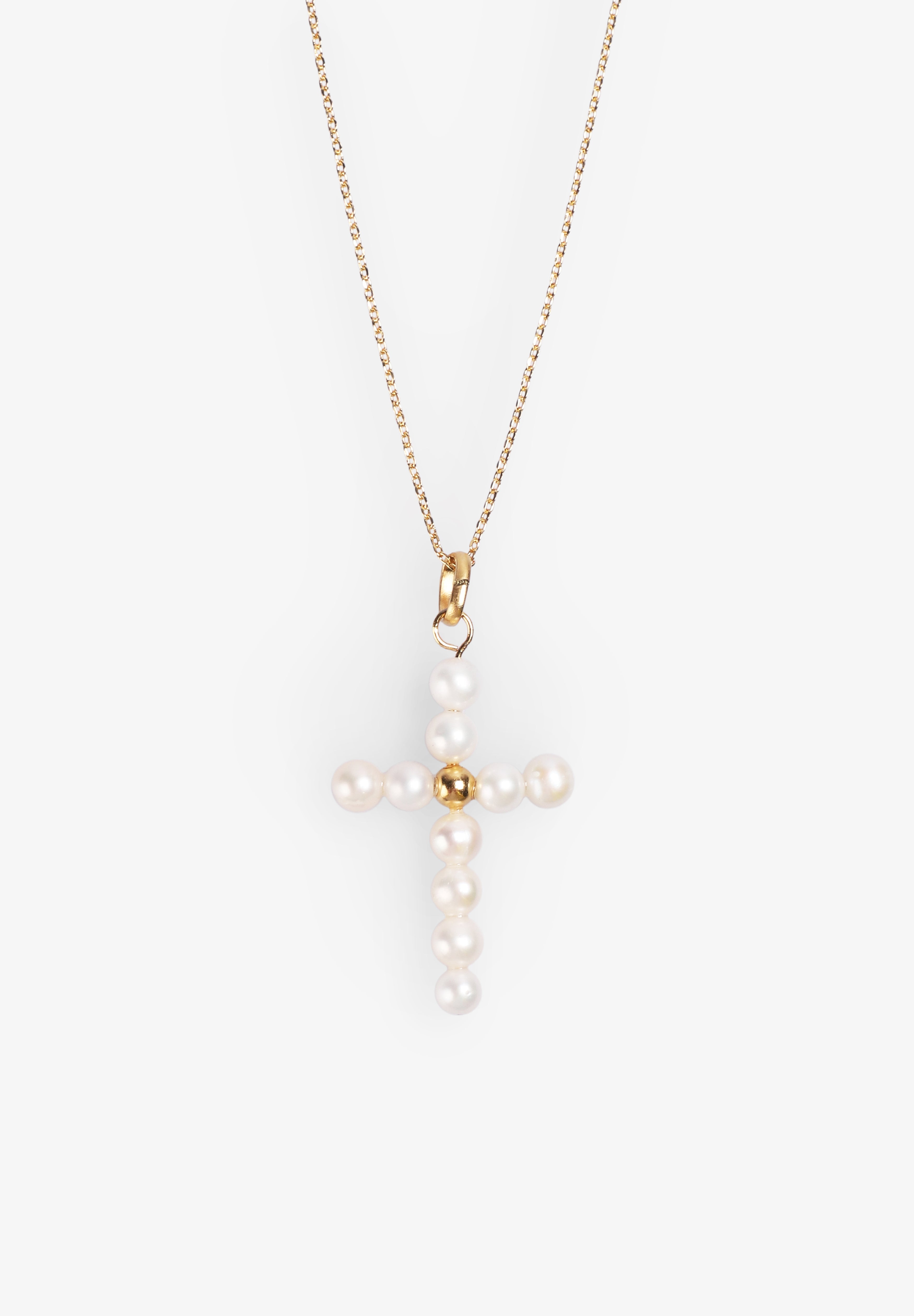 ALHAJA CULT STORE | Pearly Cross Charm Necklace