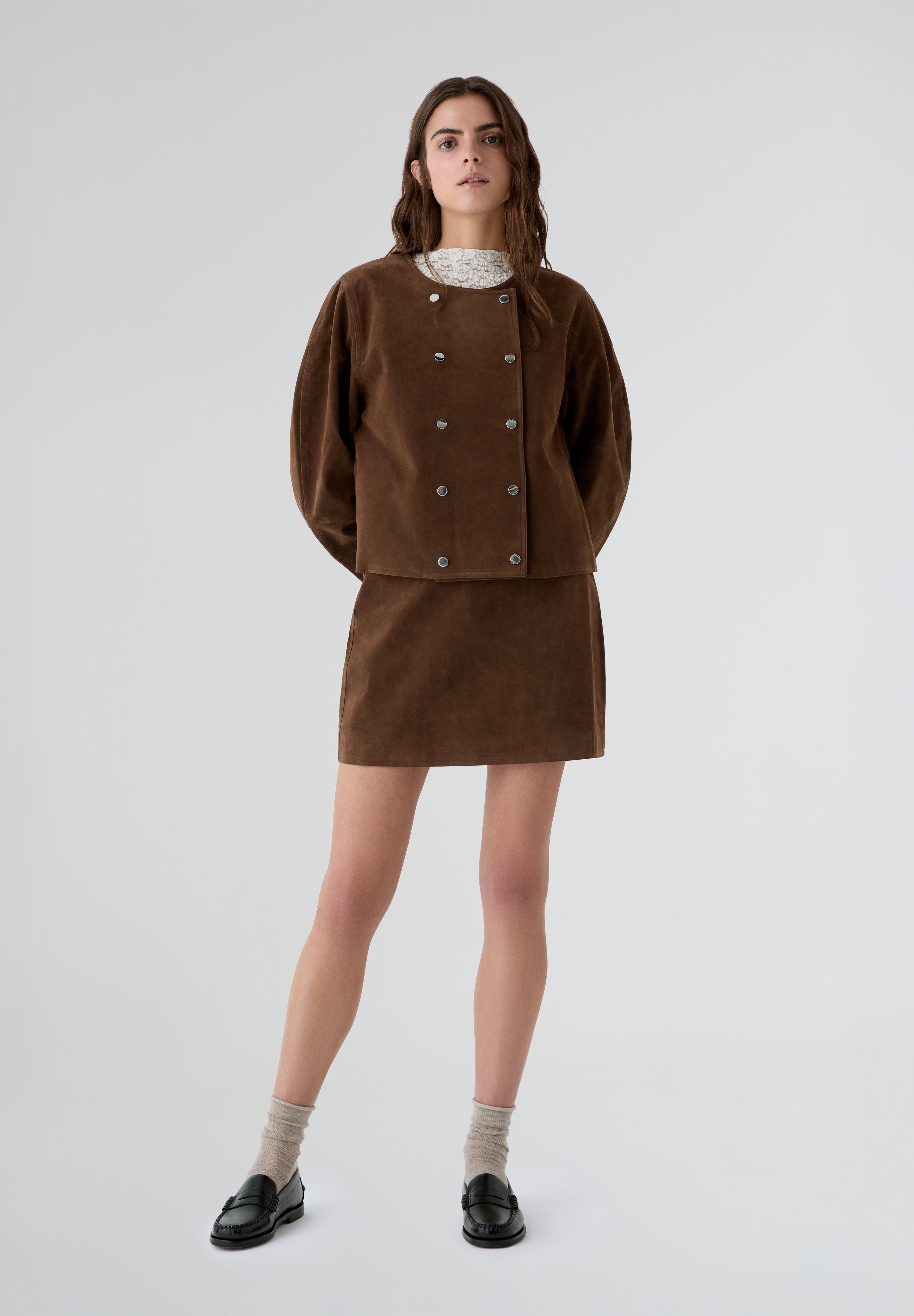 THE TINY BIG SISTER | CARDIGAN COM BOTÕES EFEITO CAMURÇA