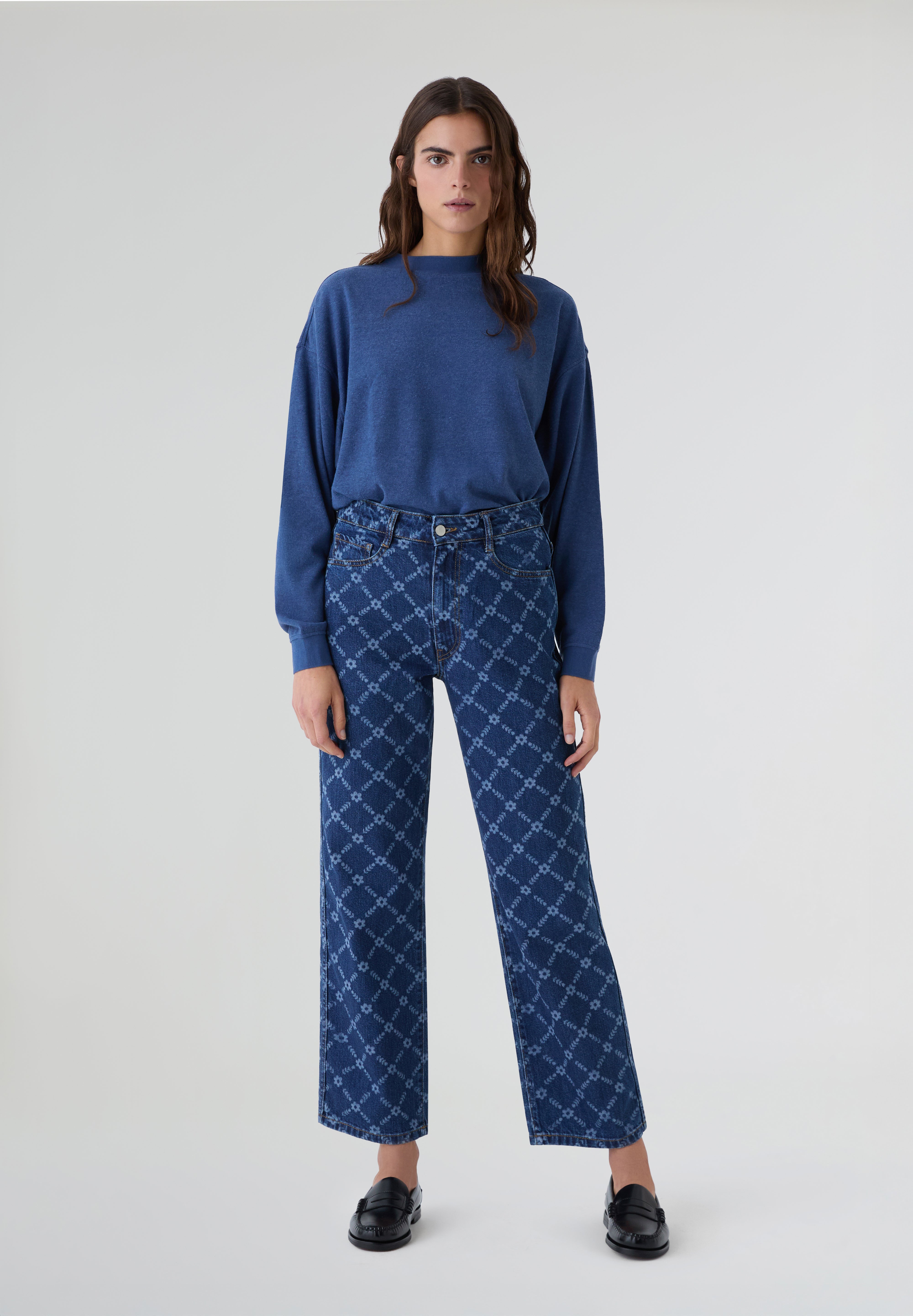 THE TINY BIG SISTER | JEANS FLOWERS GRID MARU