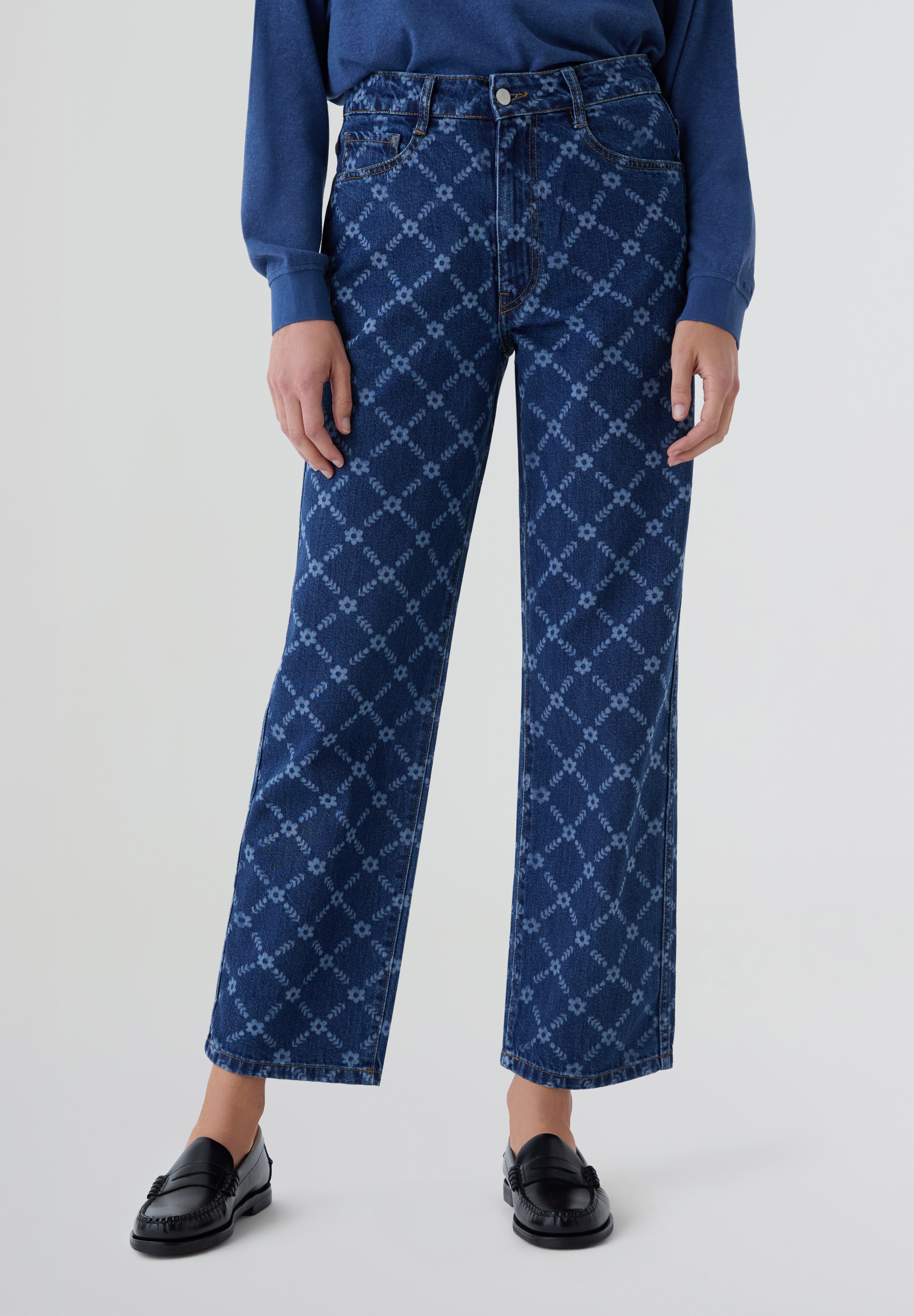 THE TINY BIG SISTER | JEANS FLOWERS GRID MARU