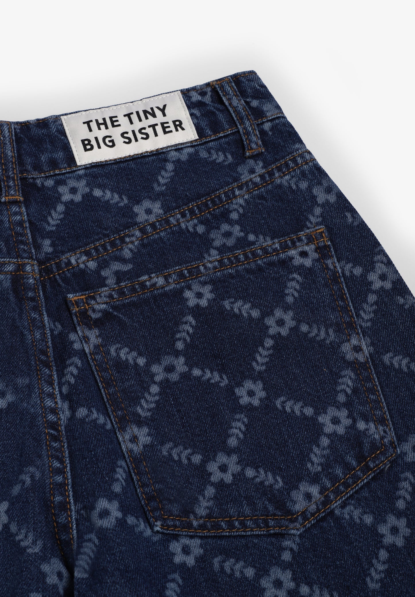 THE TINY BIG SISTER | DENIM FLOWERS GRID MARU