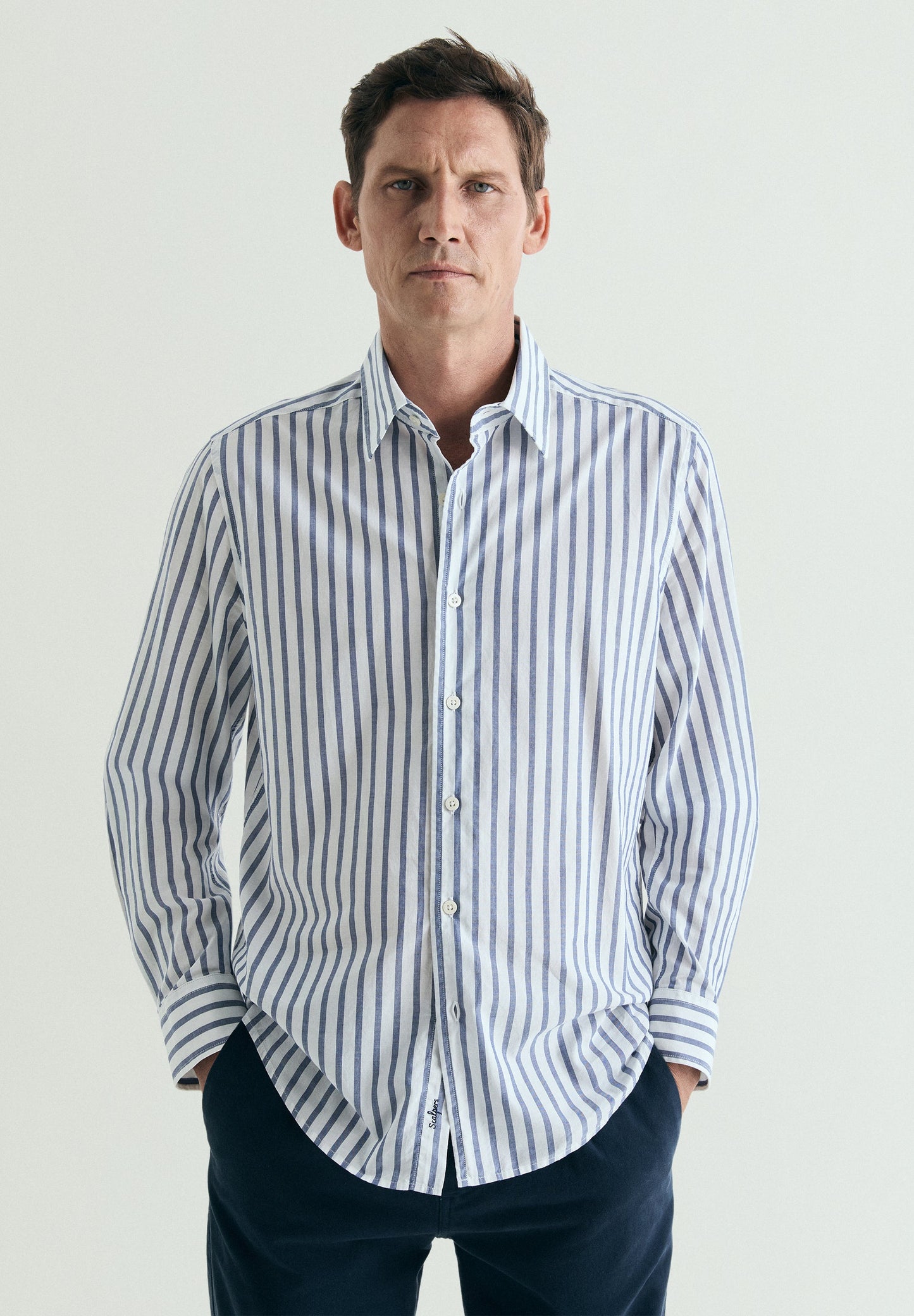 CAMISA ÀS RISCAS ALGODÃO REGULAR FIT