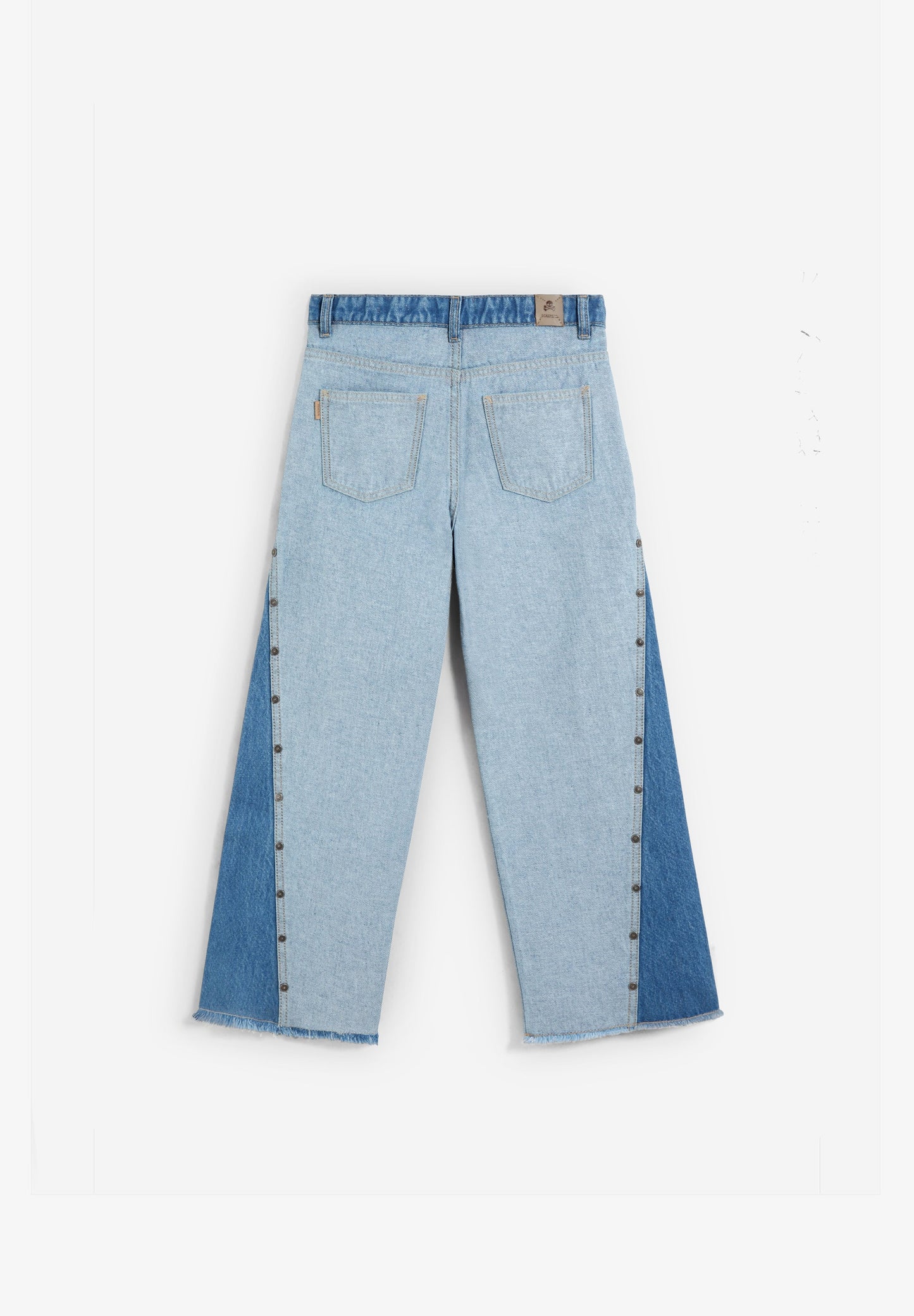 CALÇAS DENIM WIDE LEG BICOLOR