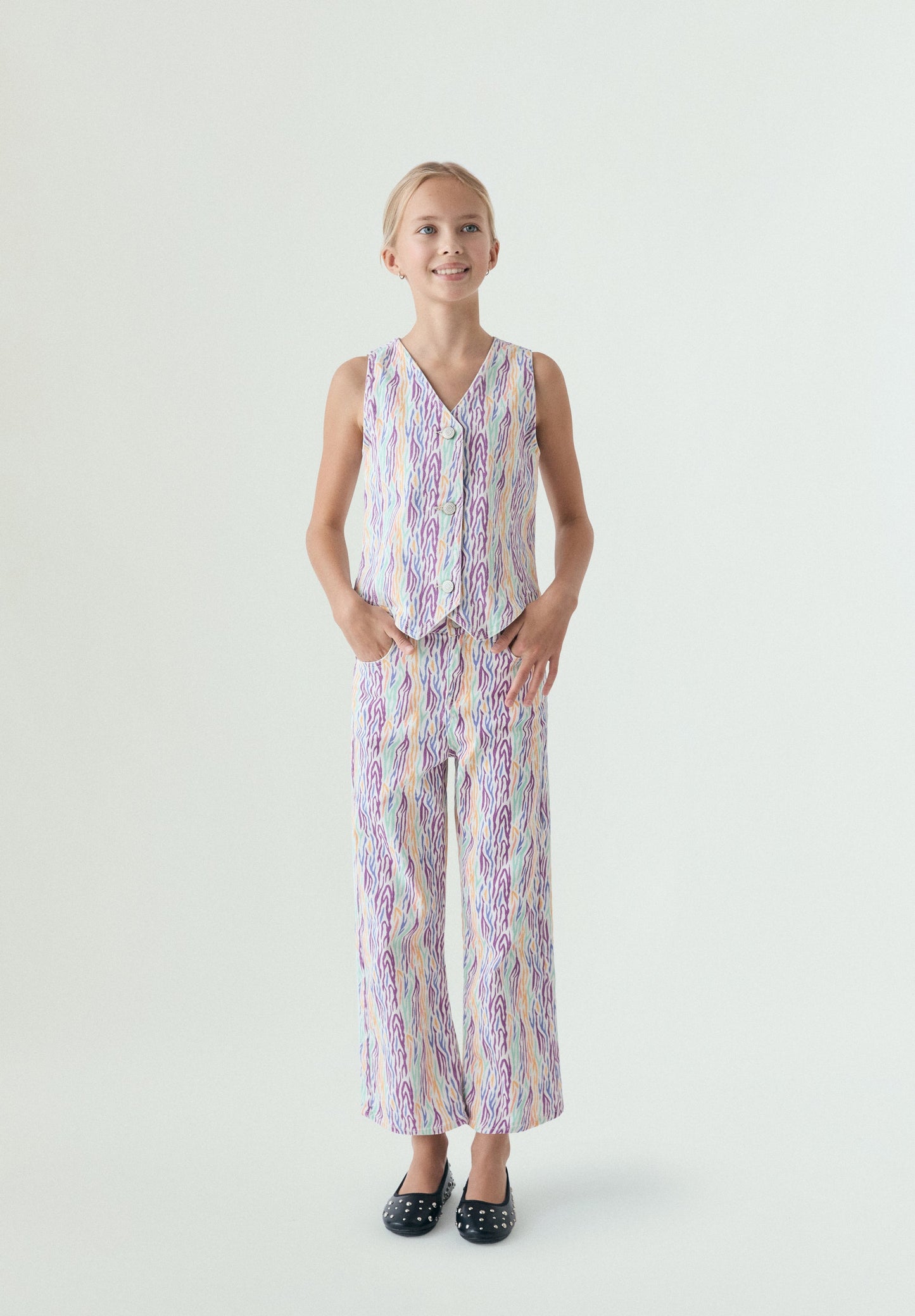 CALÇAS WIDE LEG MULTICOLOR