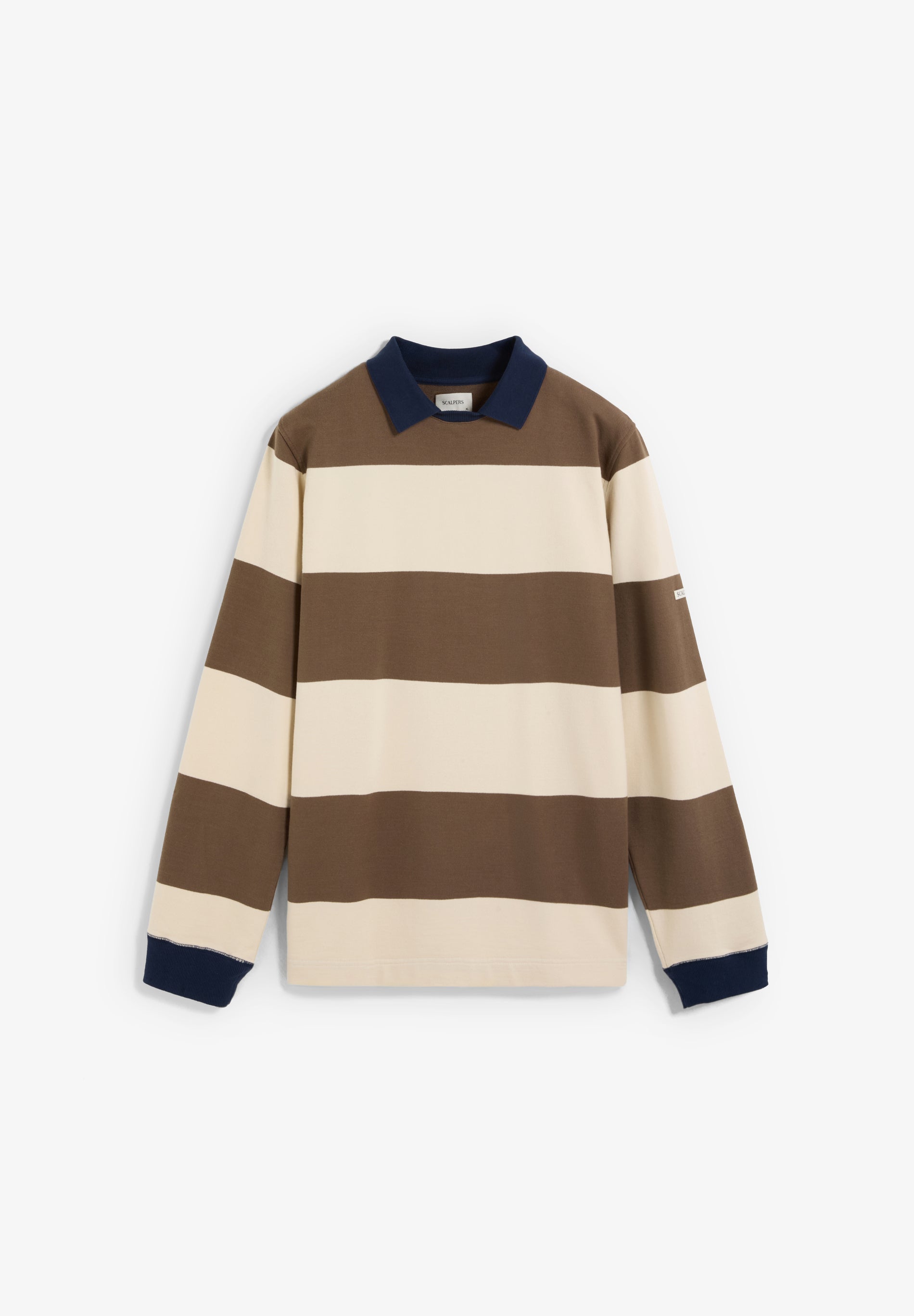 SWEATSHIRT ÀS RISCAS COM GOLA EM CONTRASTE