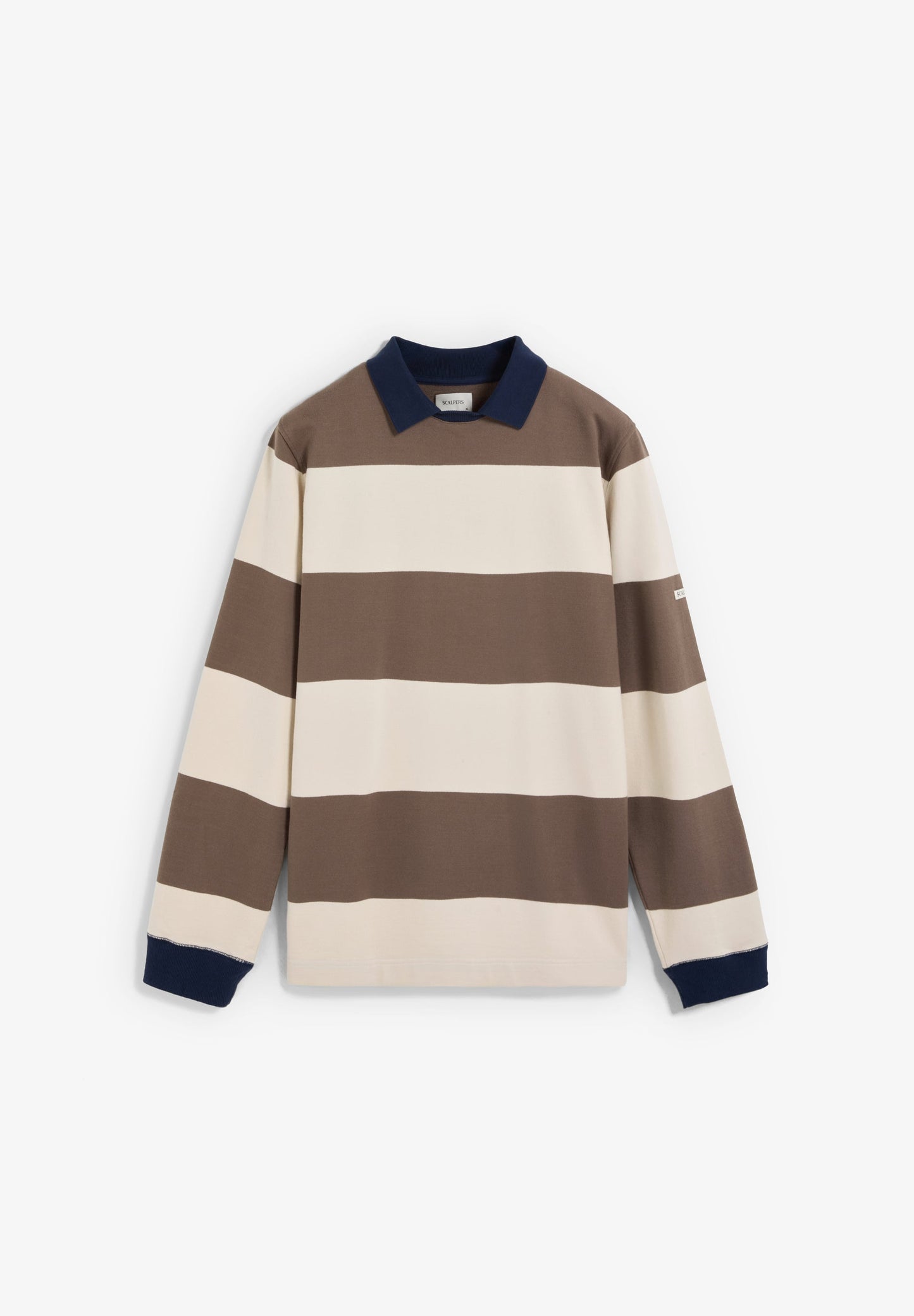 SWEATSHIRT ÀS RISCAS COM GOLA EM CONTRASTE