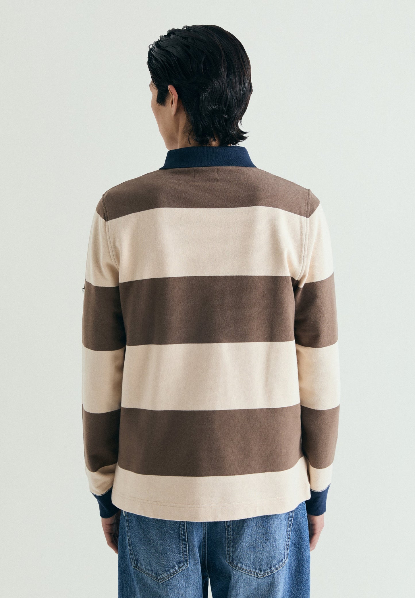 SWEATSHIRT ÀS RISCAS COM GOLA EM CONTRASTE