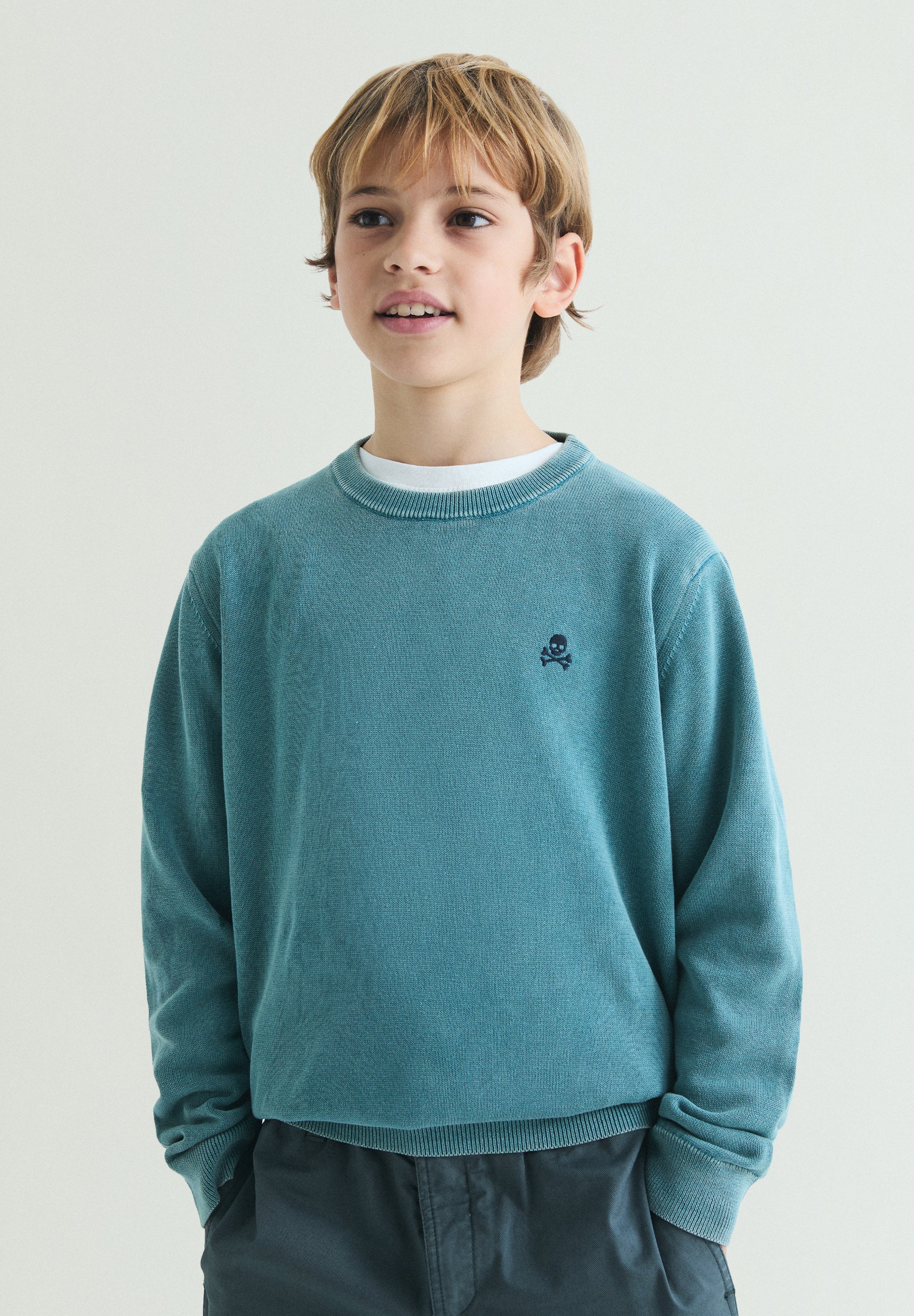 SWEATER DE ALGODÃO COM DECOTE REDONDO