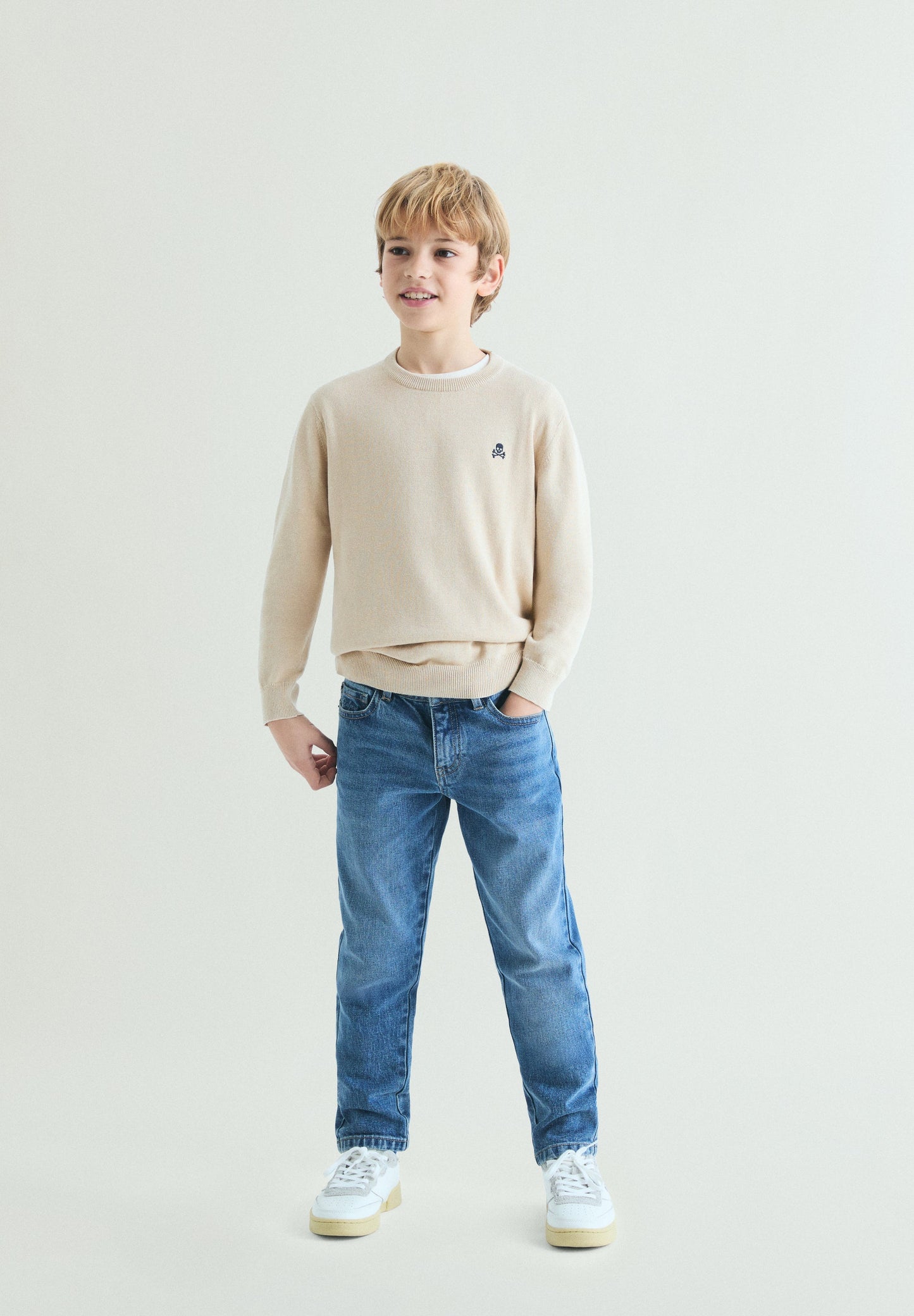 SWEATER DE ALGODÃO COM DECOTE REDONDO