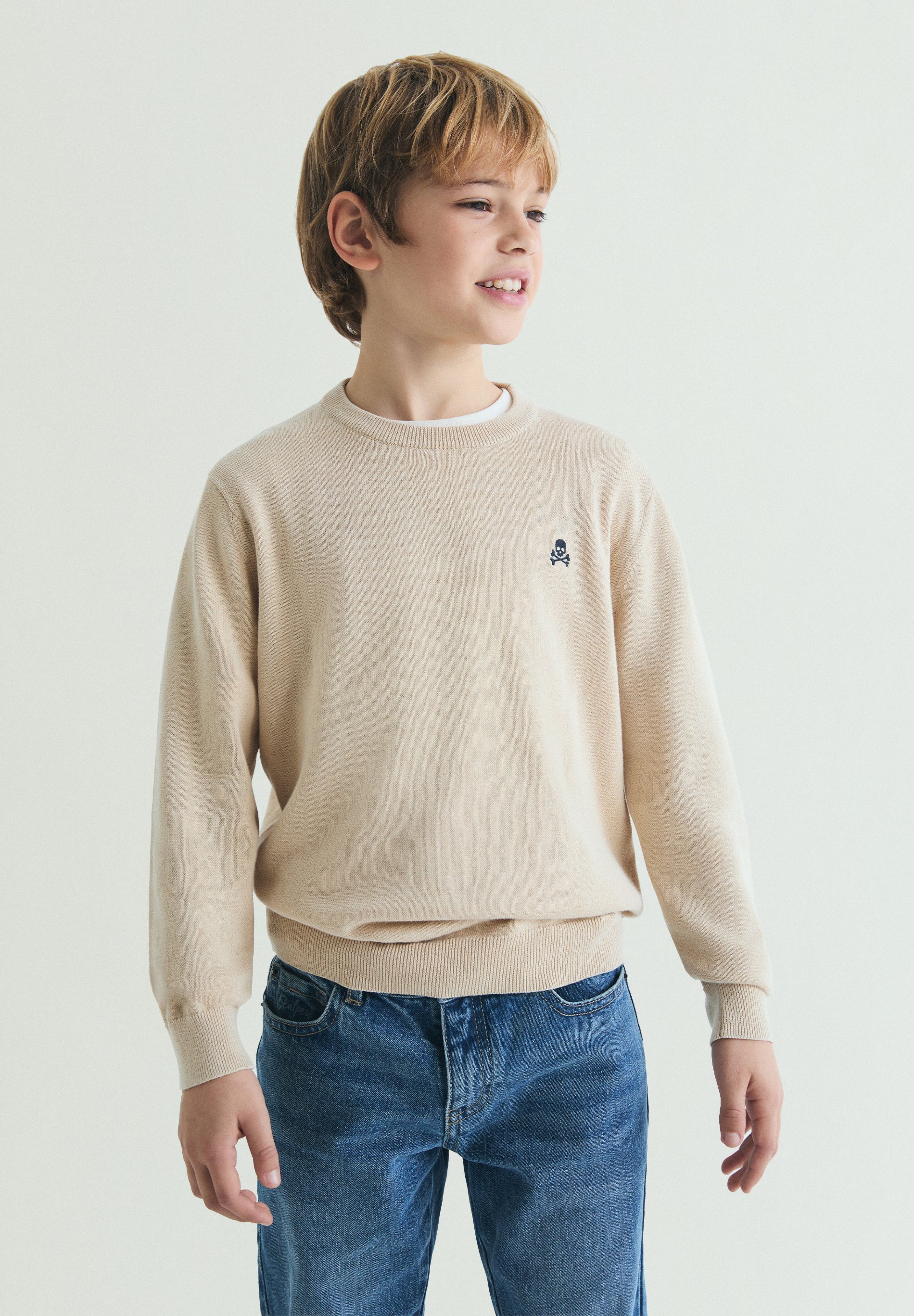 SWEATER DE ALGODÃO COM DECOTE REDONDO