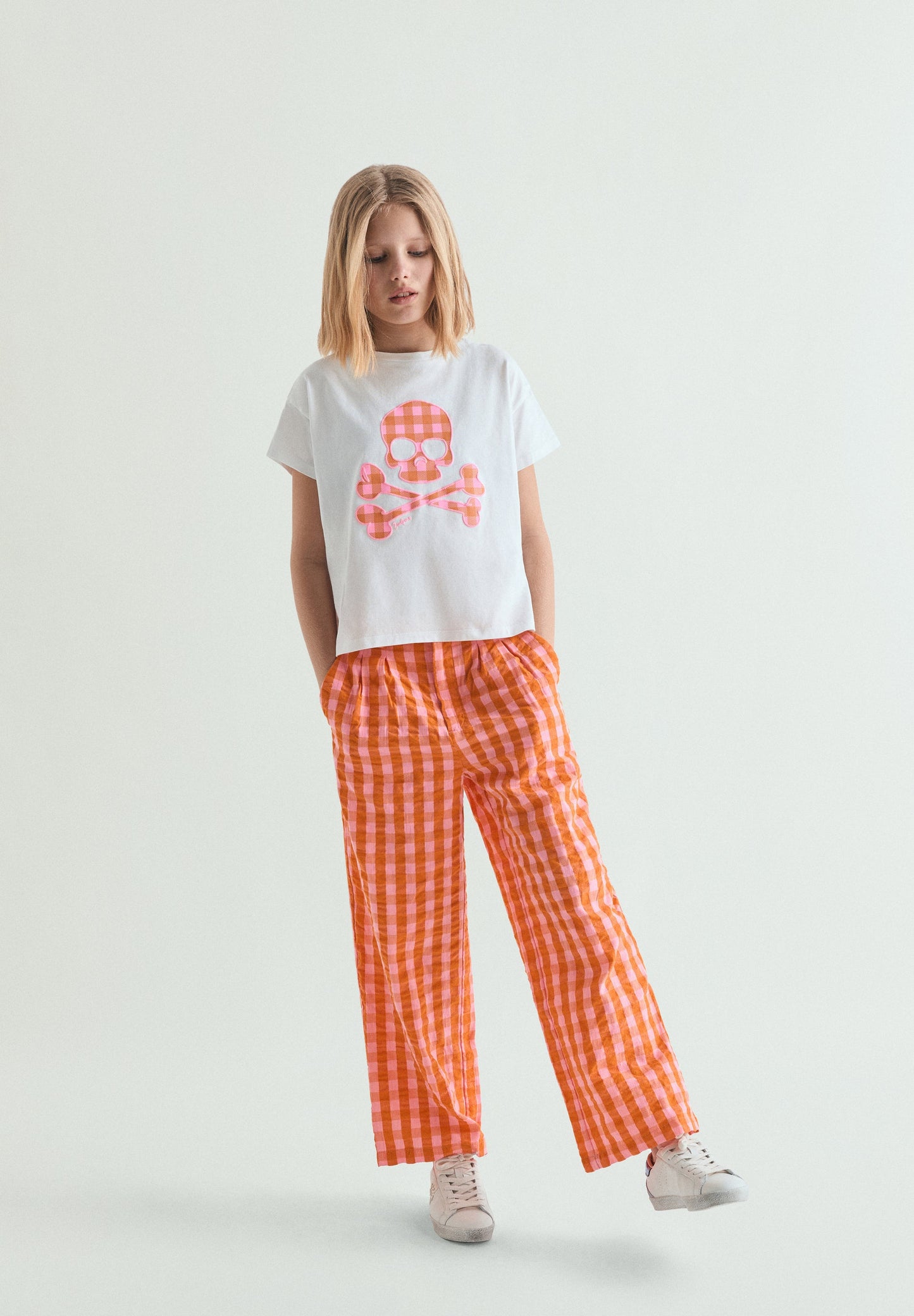 T-SHIRT COM SKULL VICHY