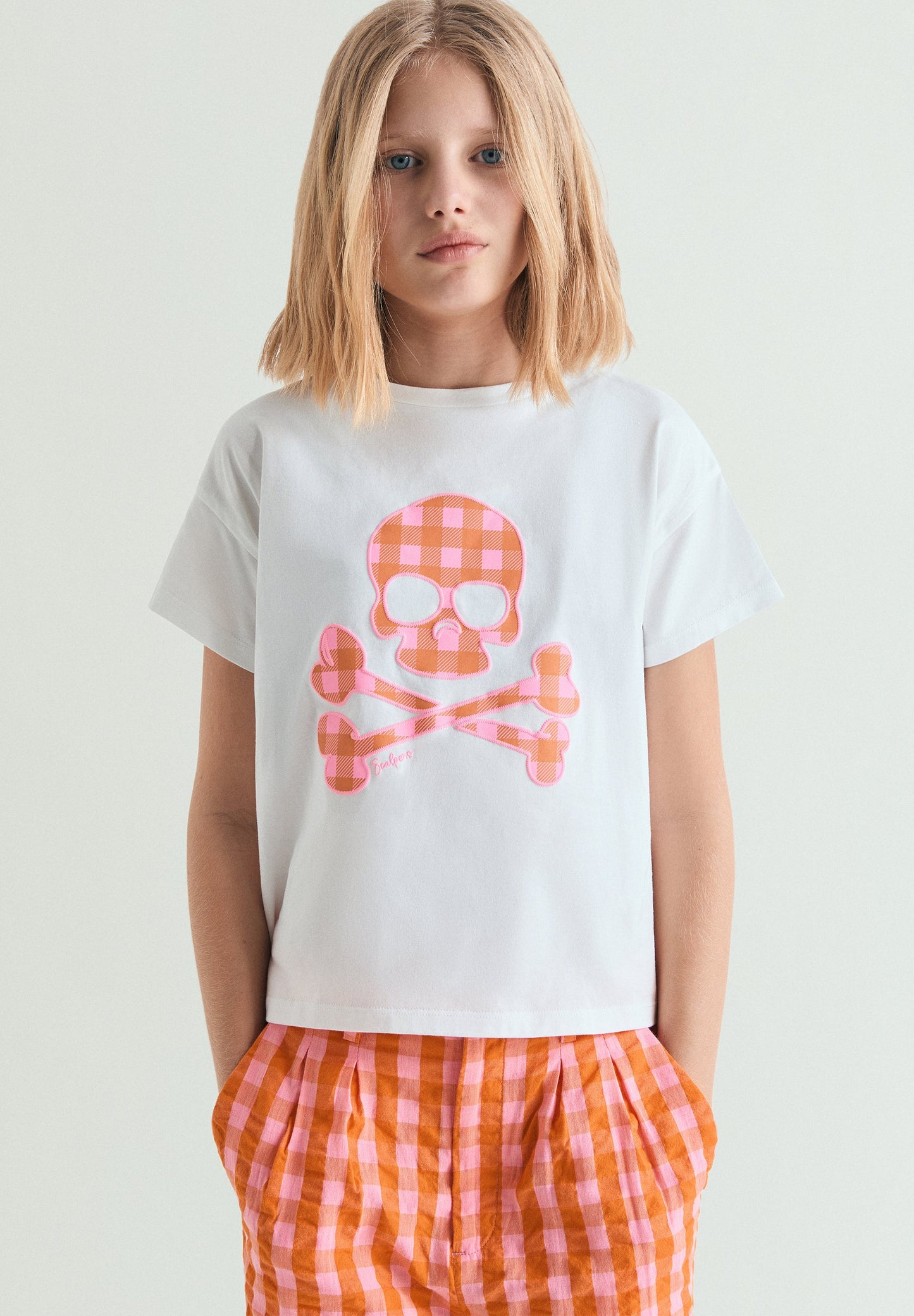 T-SHIRT COM SKULL VICHY