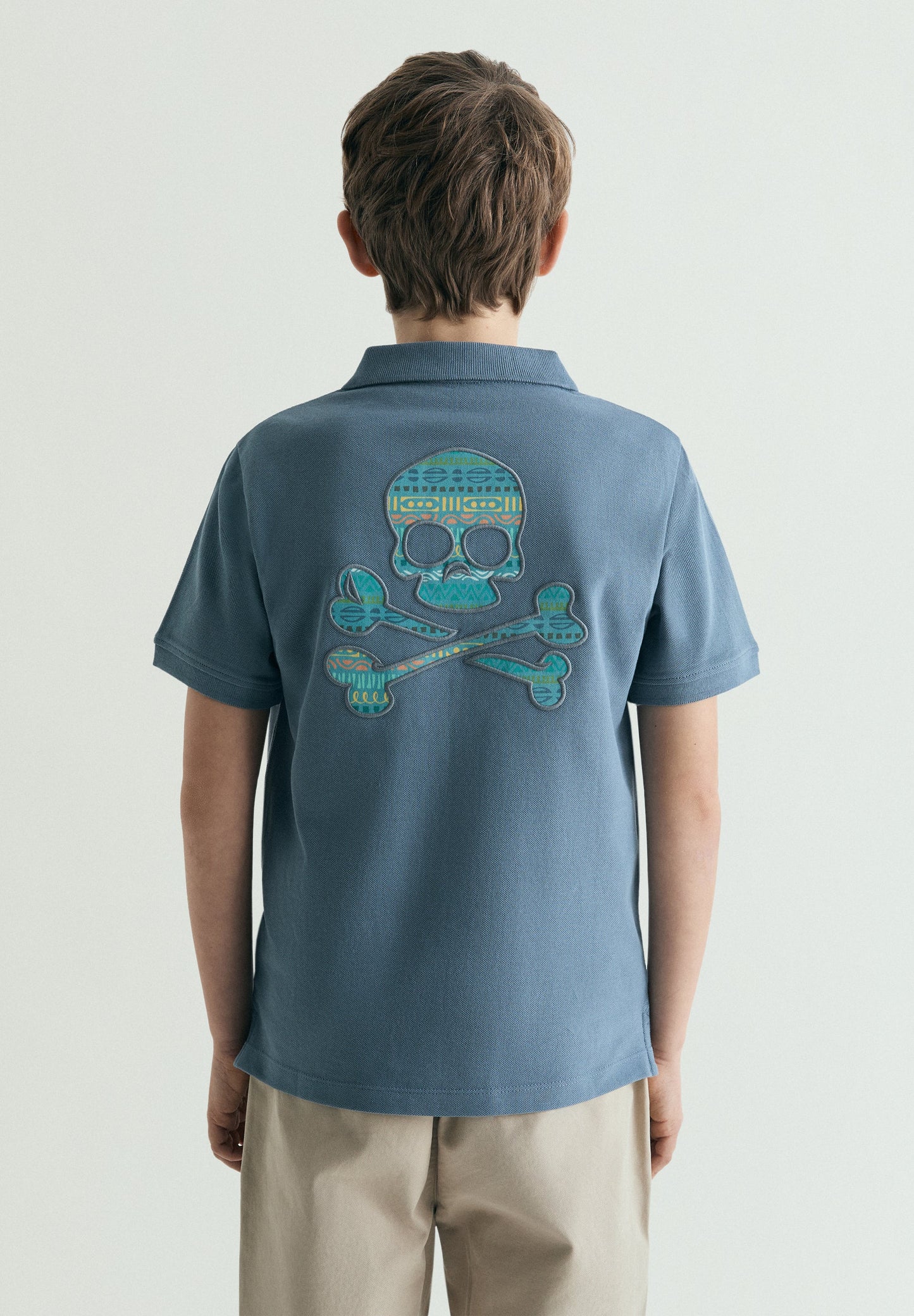 CAMISA POLO SKULL BORDADA EM CONTRASTE