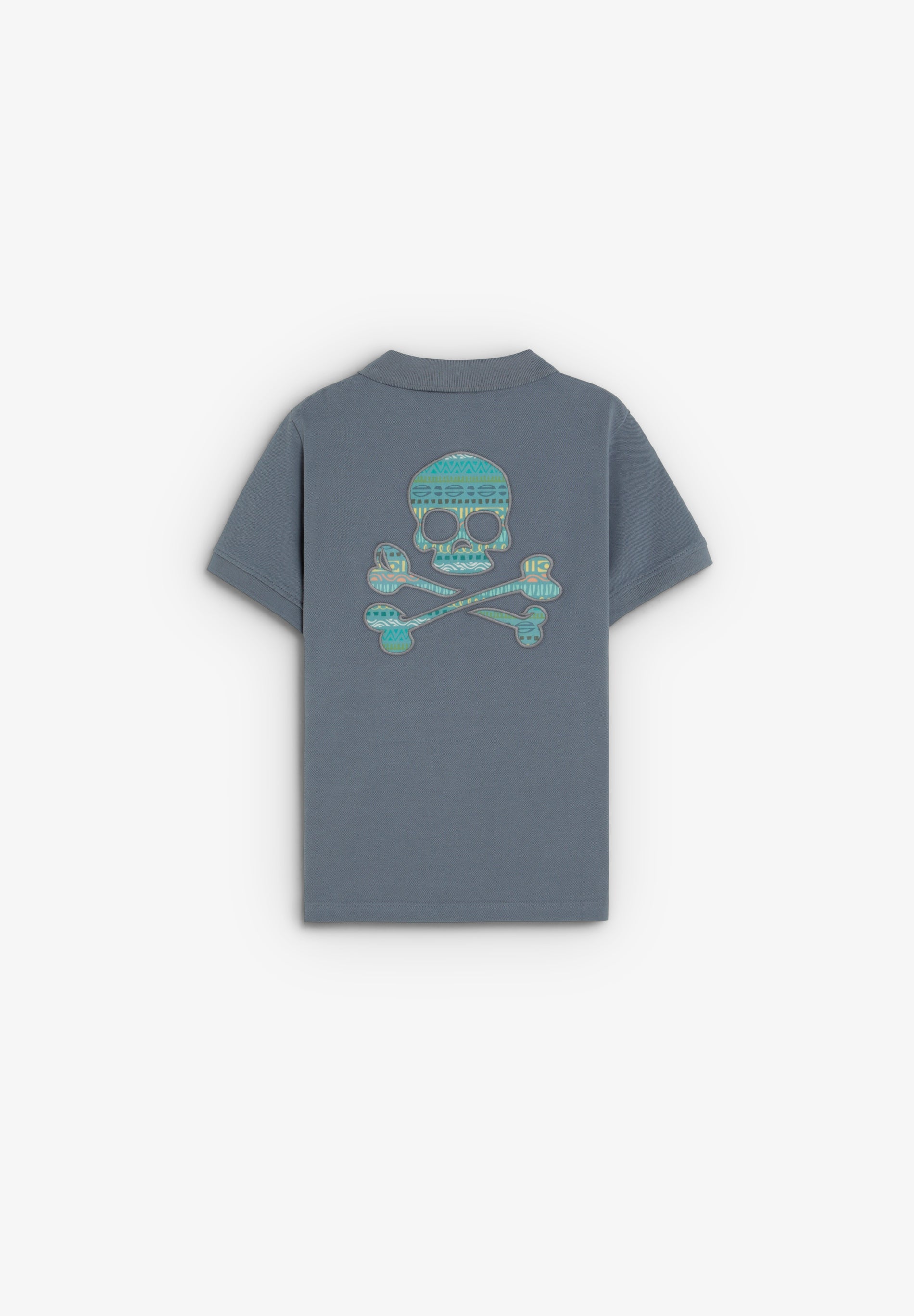 CAMISA POLO SKULL BORDADA EM CONTRASTE
