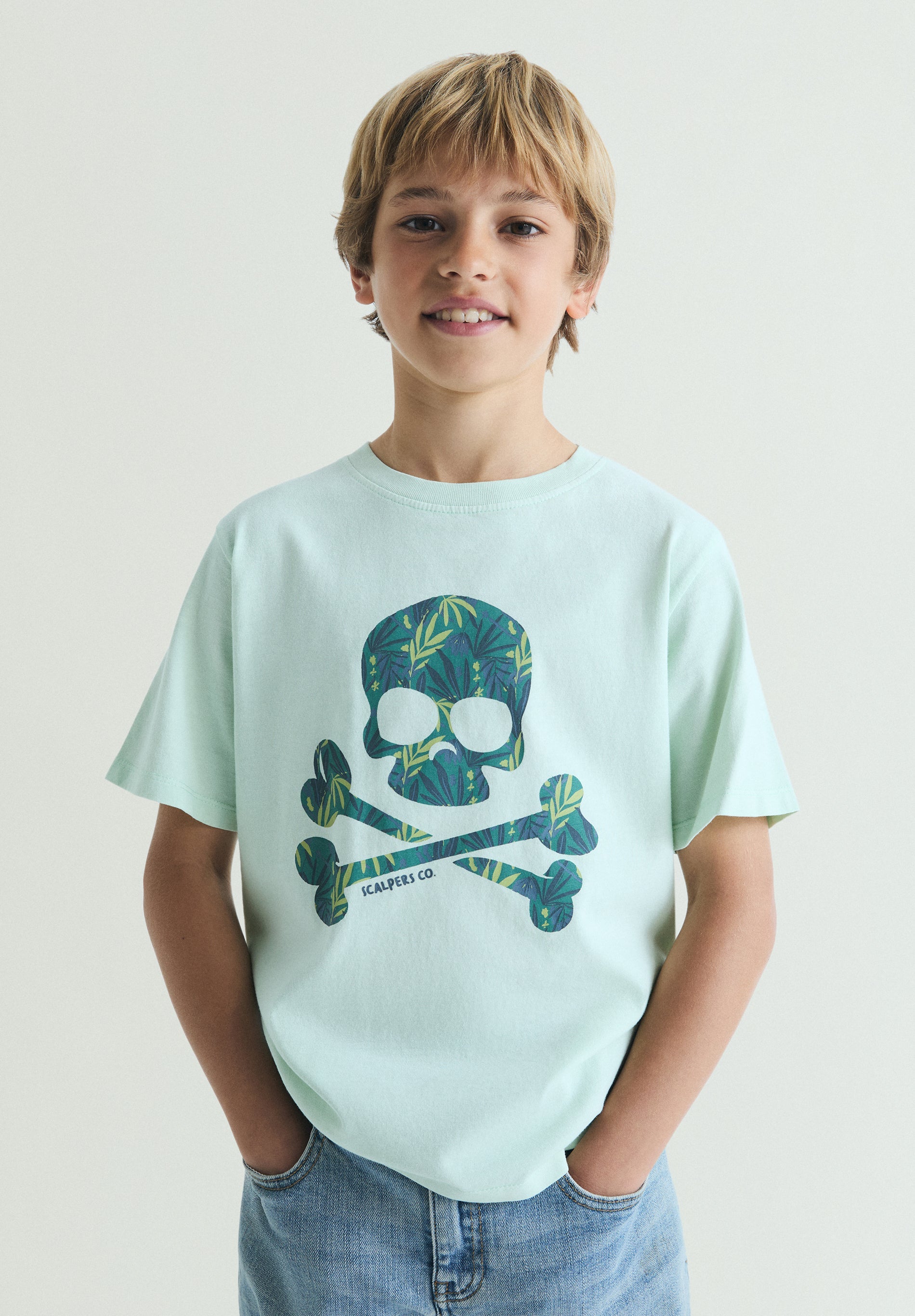 T-SHIRT SKULL PADRÃO TROPICAL