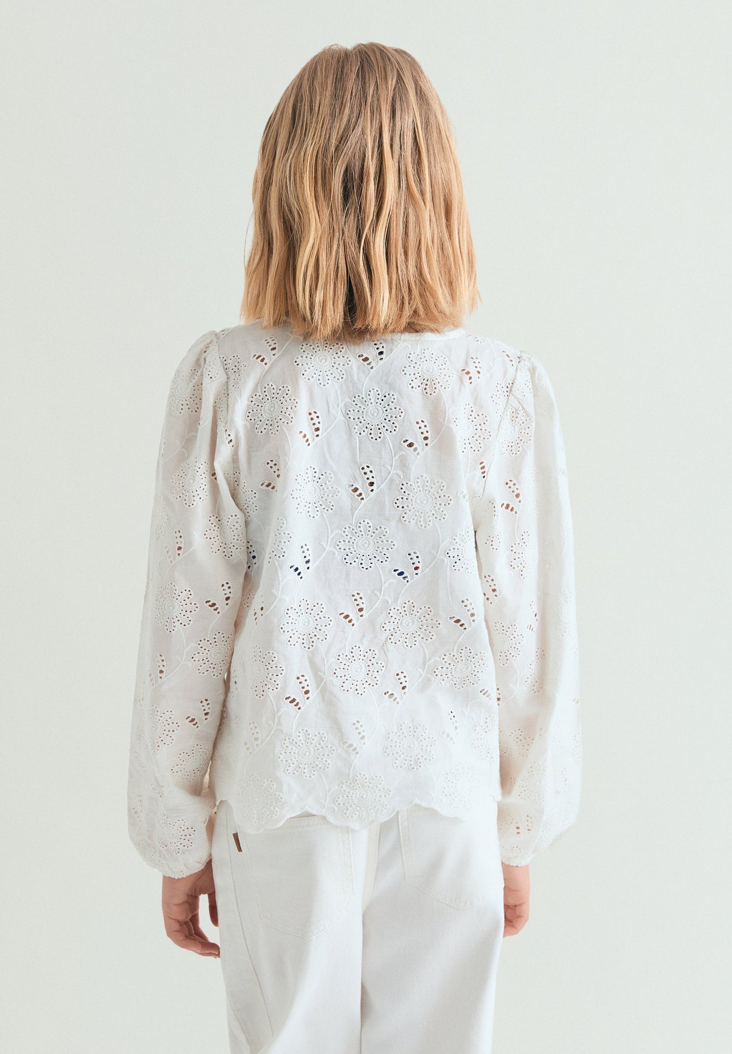 SCPOPLIN EMB BLOUSE GIRLS