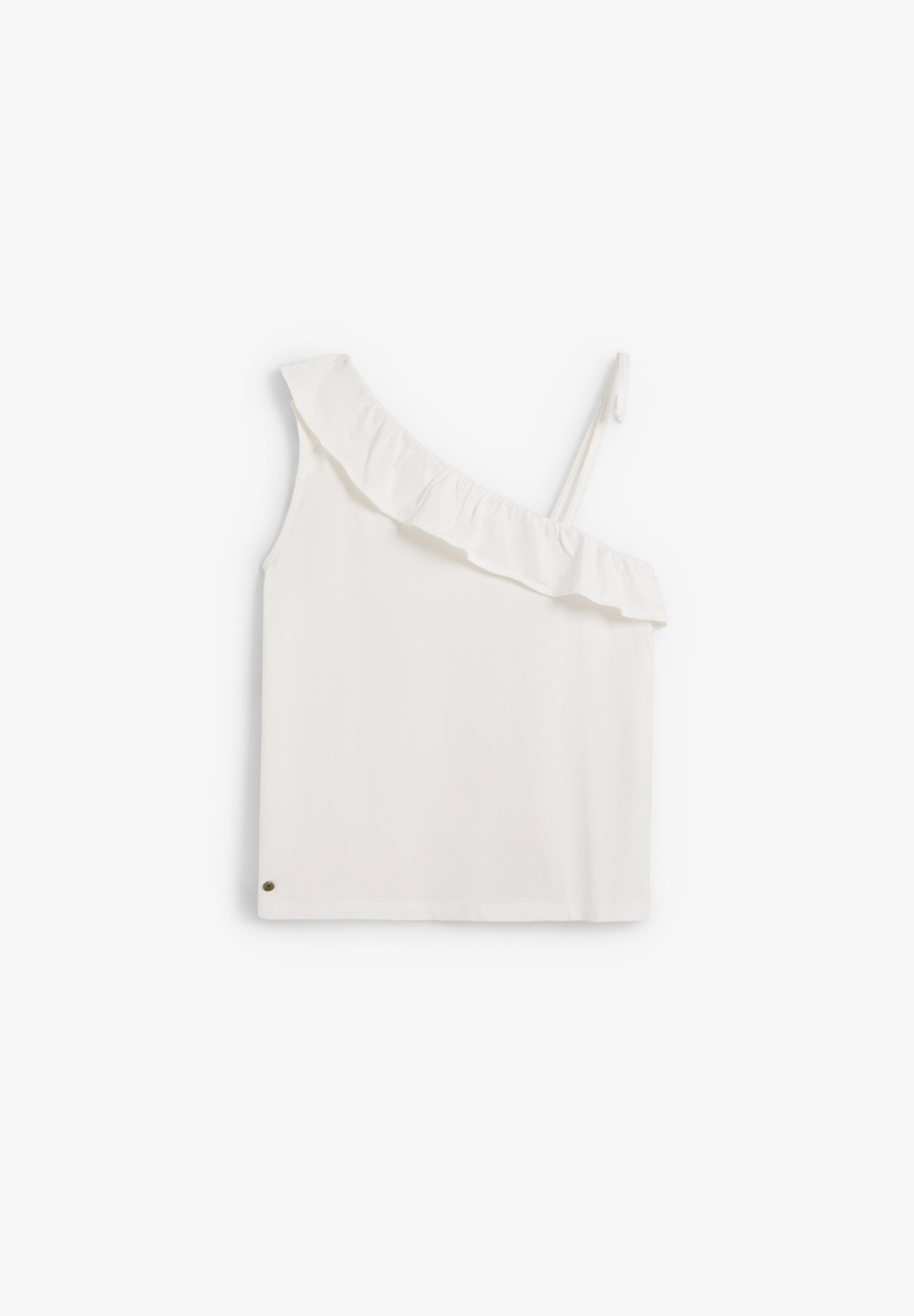 T-SHIRT ASSIMÉTRICA COM FOLHO