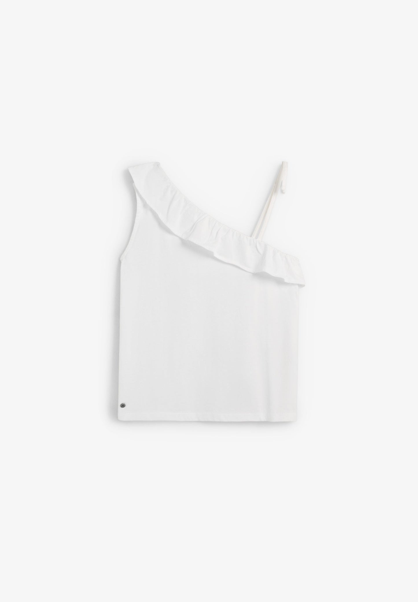 T-SHIRT ASSIMÉTRICA COM FOLHO