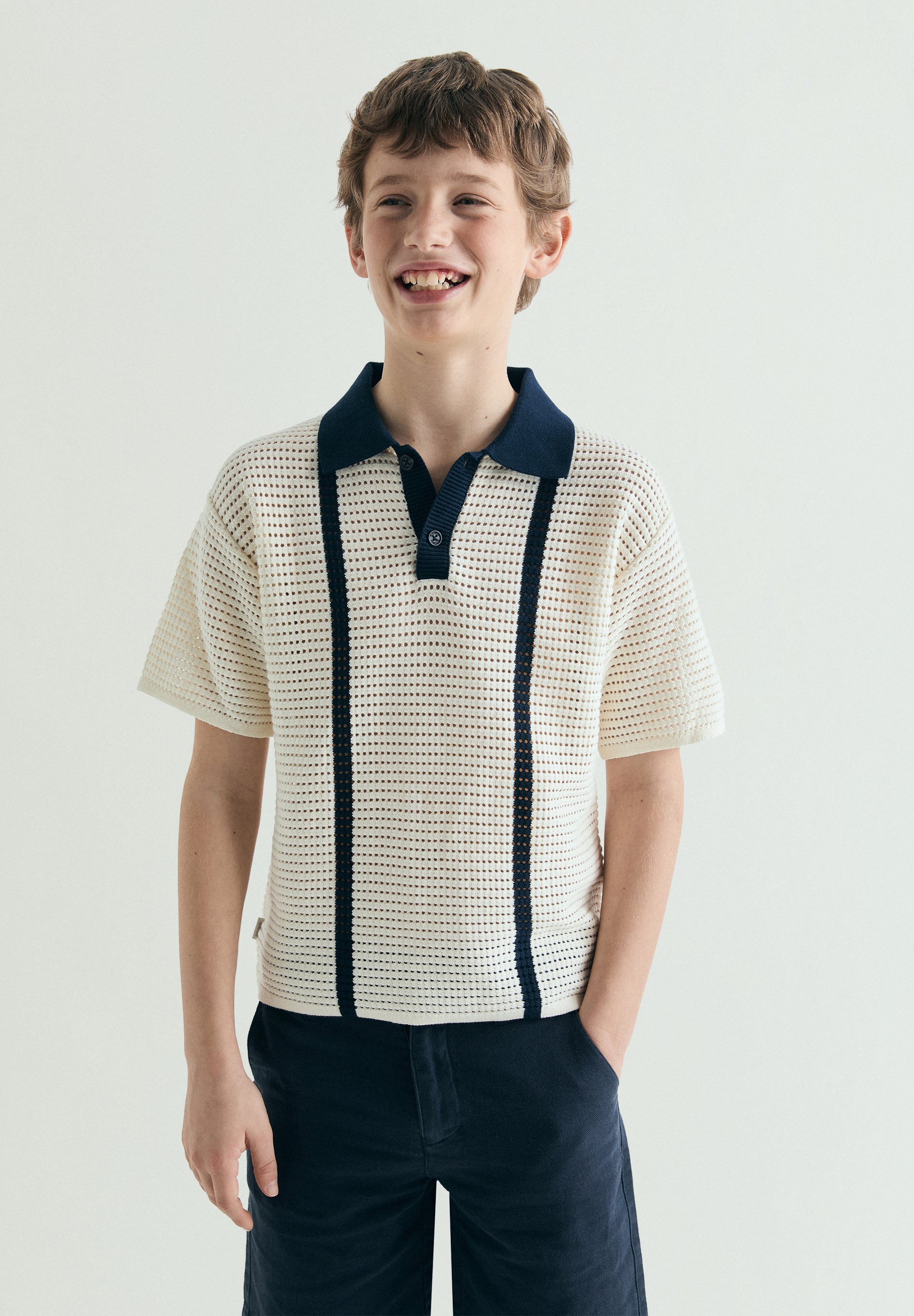 CAMISA POLO TRICOT EM CONTRASTE