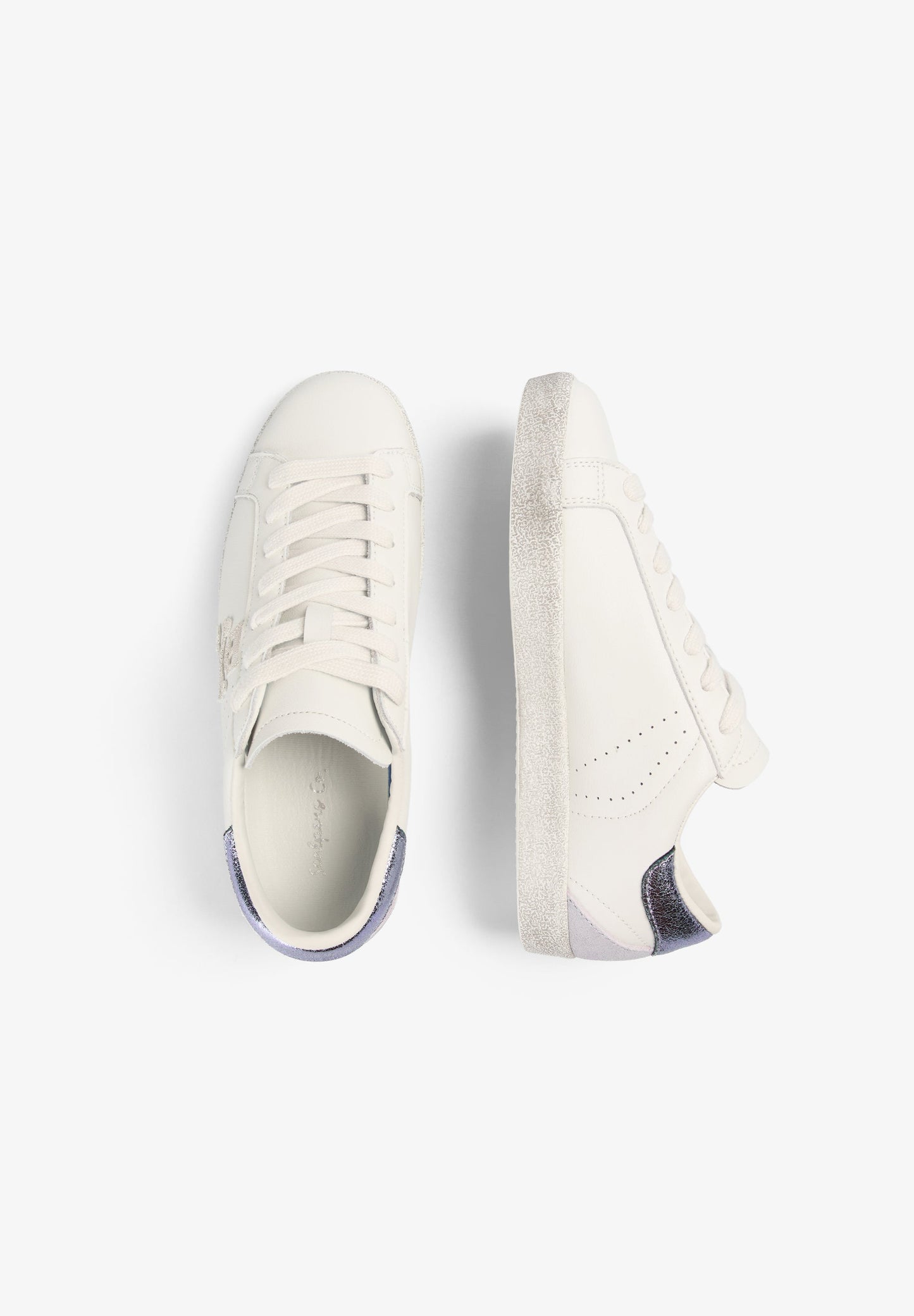 SAPATILHAS DE PELE EM CONTRASTE METALIZADO