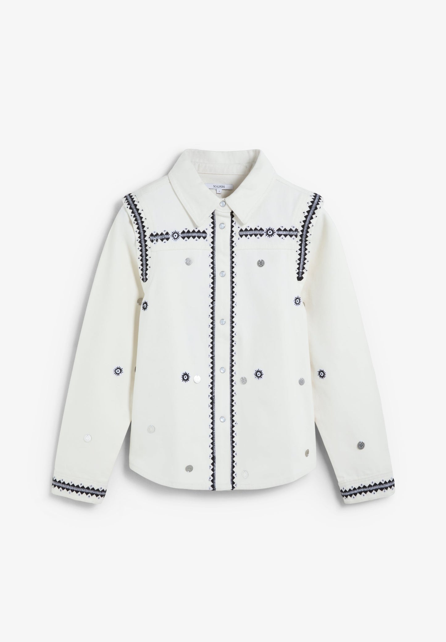 CAMISA DENIM COM PADRÃO ÉTNICO