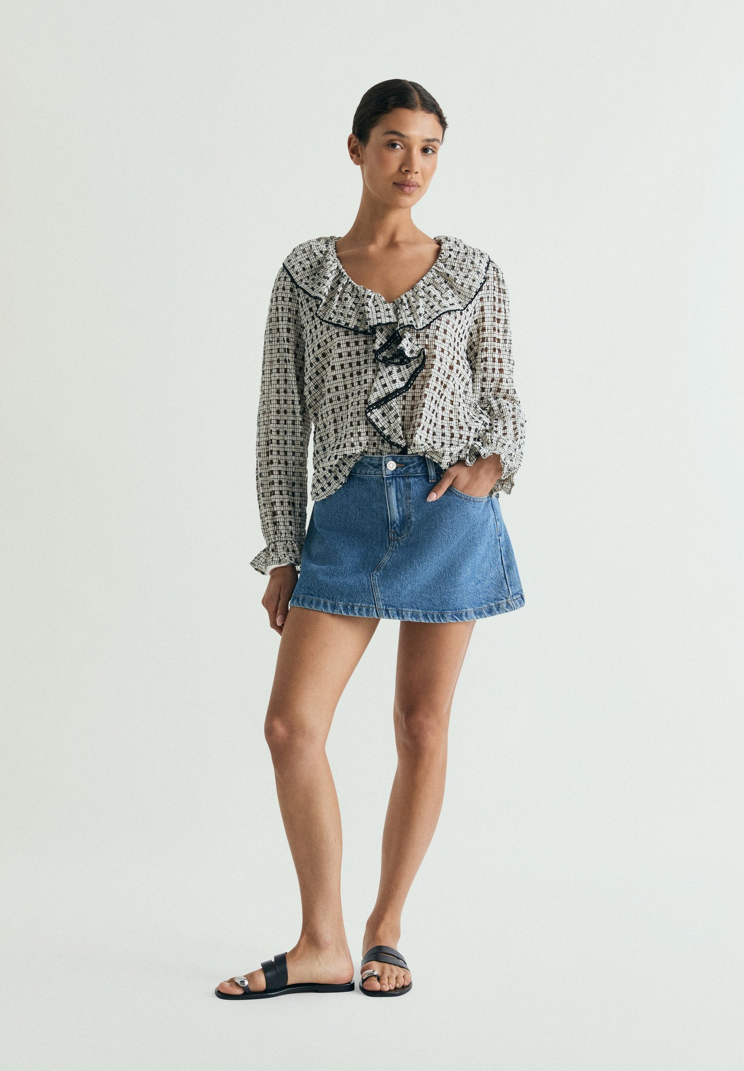 BLUSA DE ALGODÃO XADREZ COM FOLHO