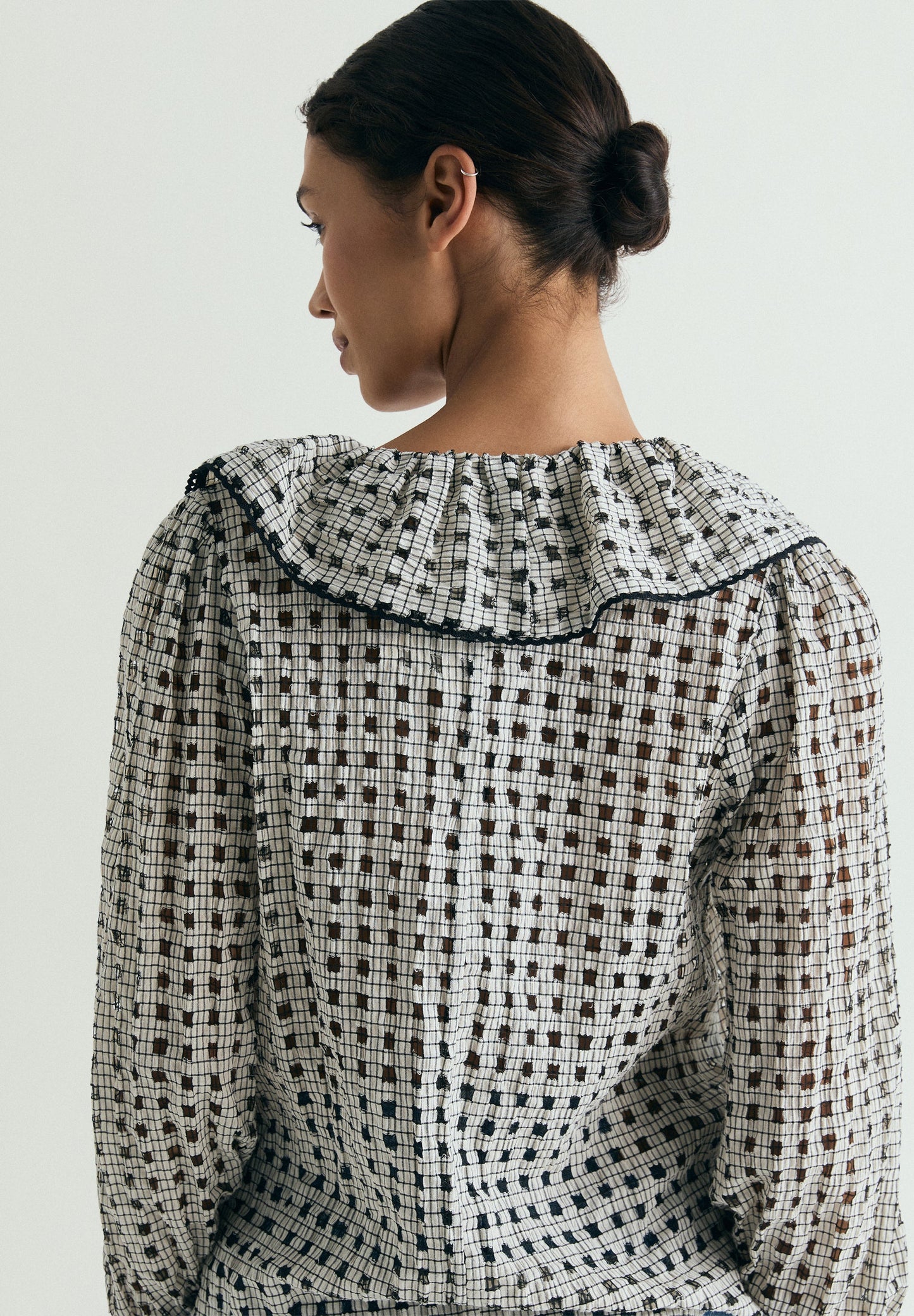 BLUSA DE ALGODÃO XADREZ COM FOLHO