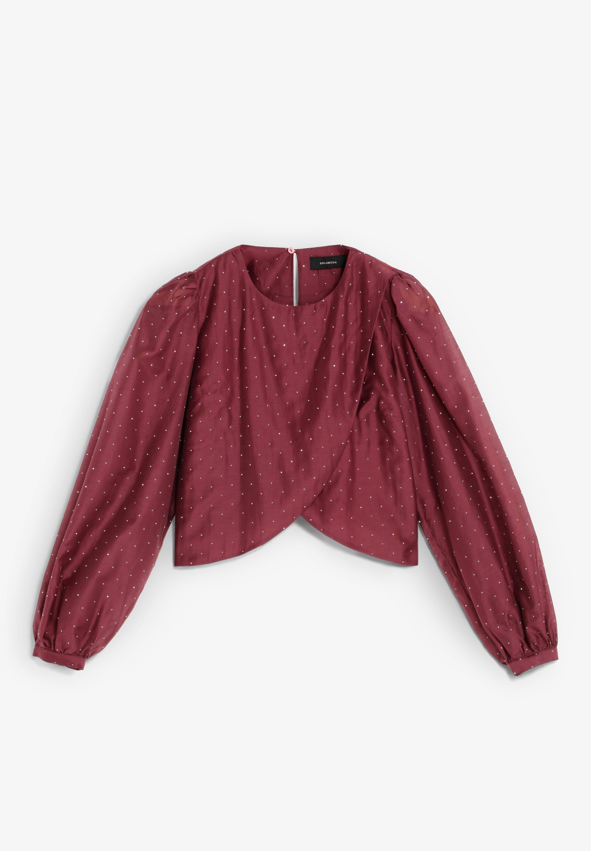 BLUSA ACETINADA COM STRASS