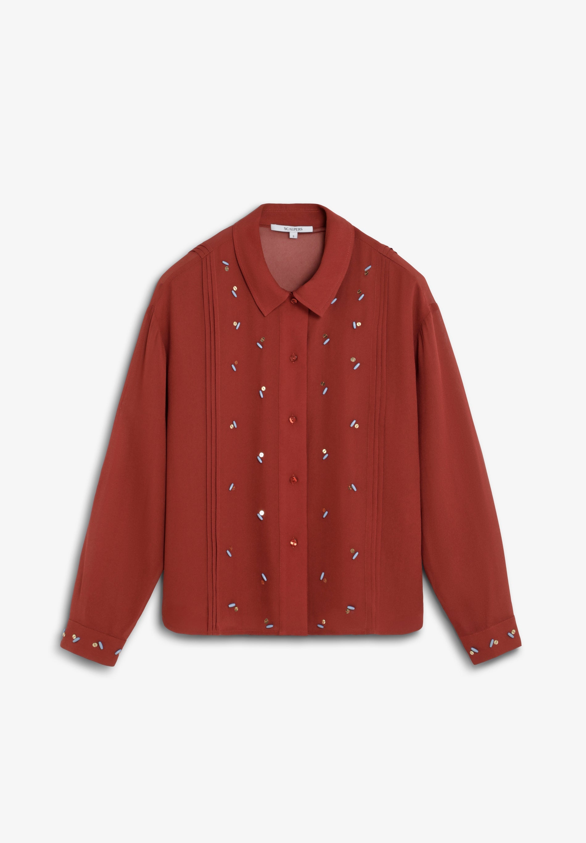 BLUSA DE VISCOSE COM PORMENOR DE APLIQUES