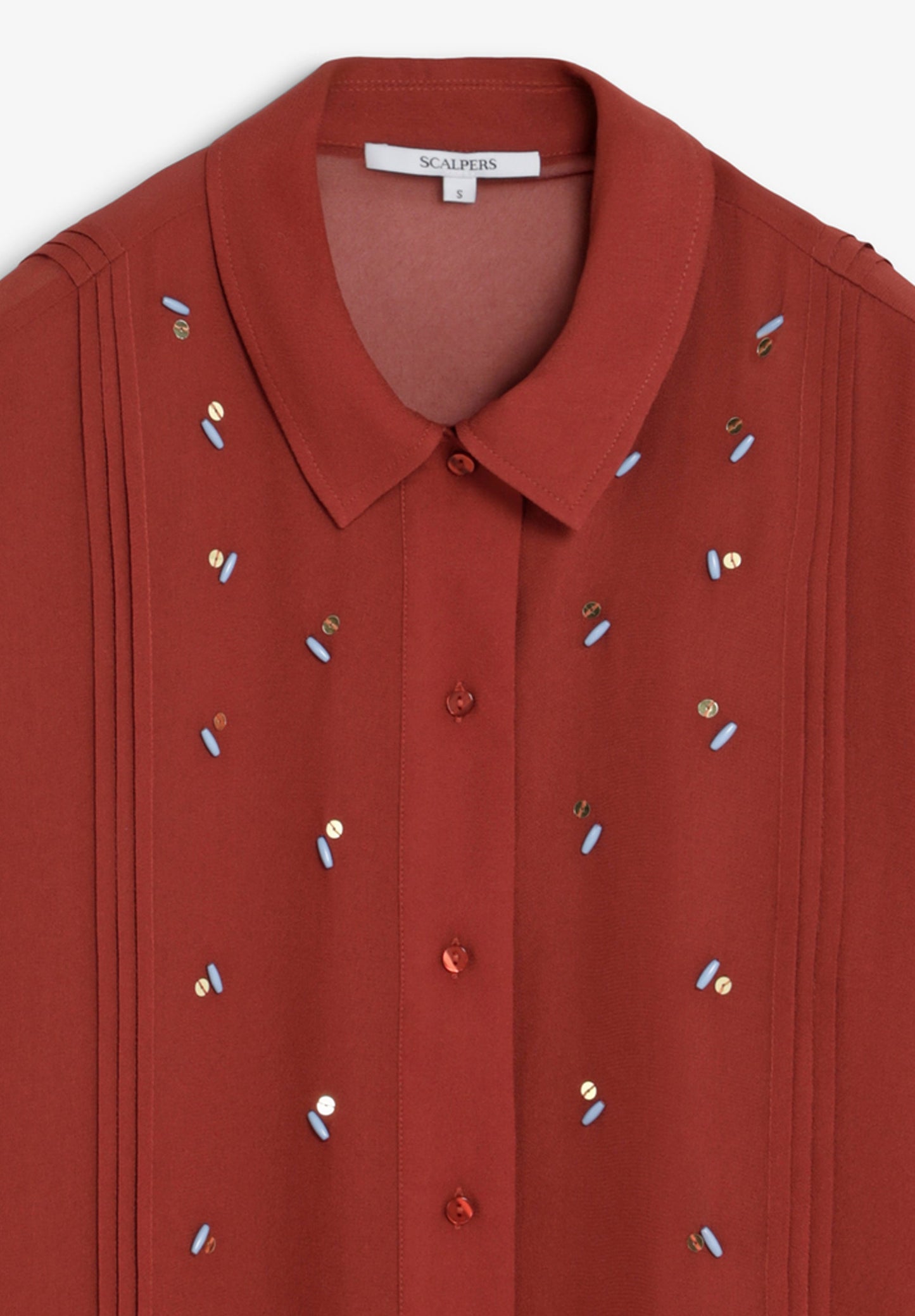 BLUSA DE VISCOSE COM PORMENOR DE APLIQUES