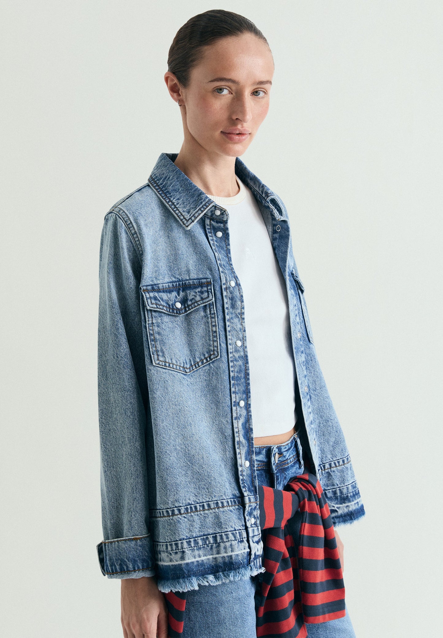CAMISA DENIM DESBOTADA