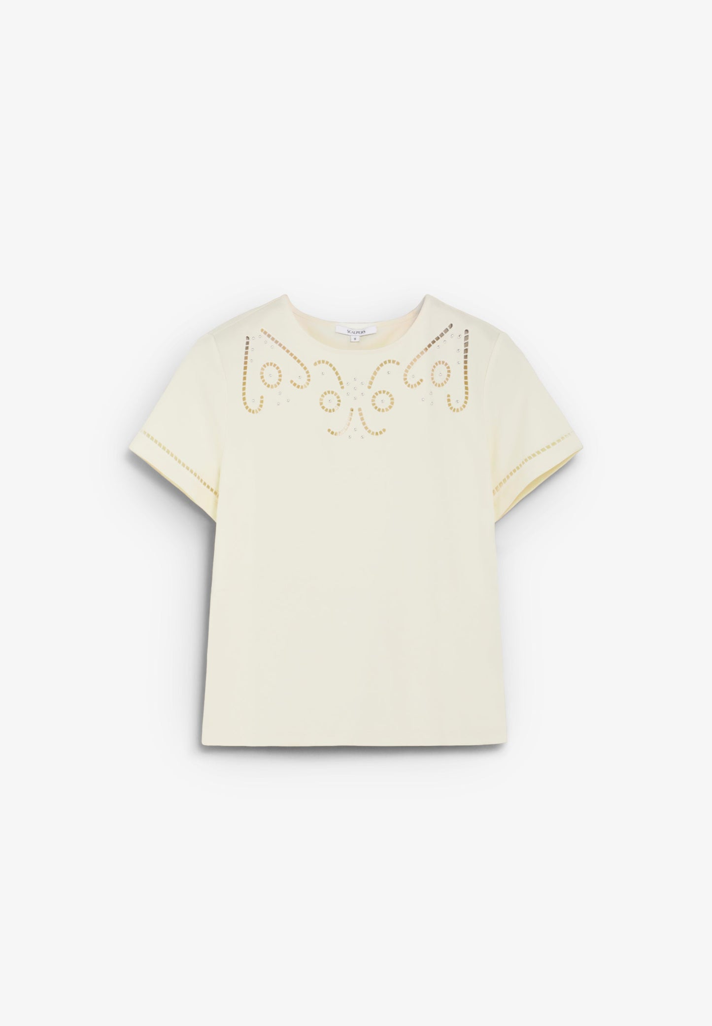T-SHIRT COM PORMENORES PERFURADOS COM TACHAS