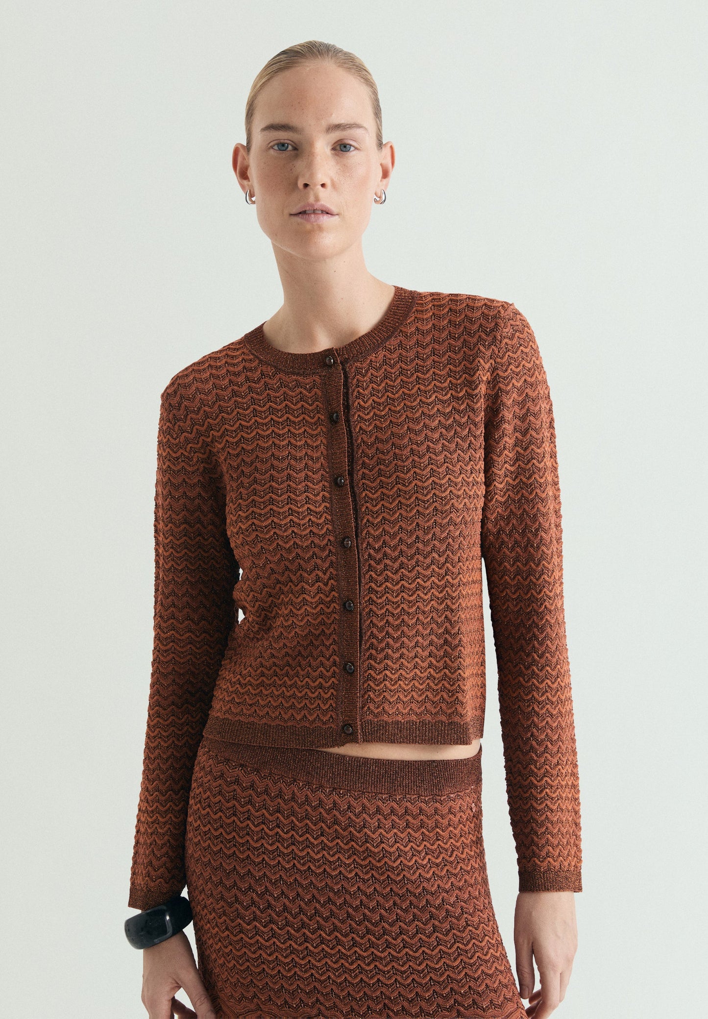 CARDIGAN DE MALHA METALIZADA