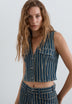 COLETE DENIM ÀS RISCAS