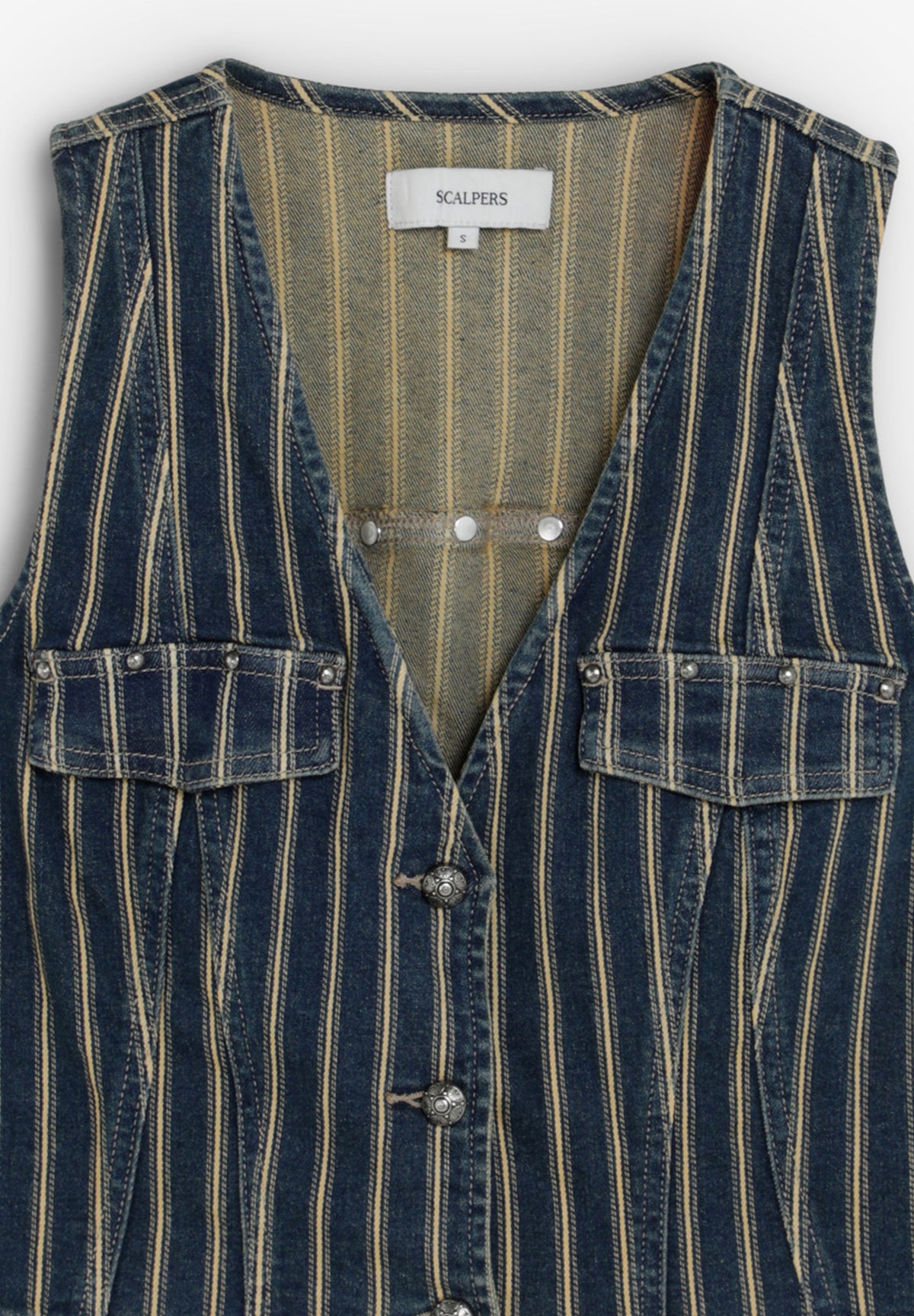 COLETE DENIM ÀS RISCAS