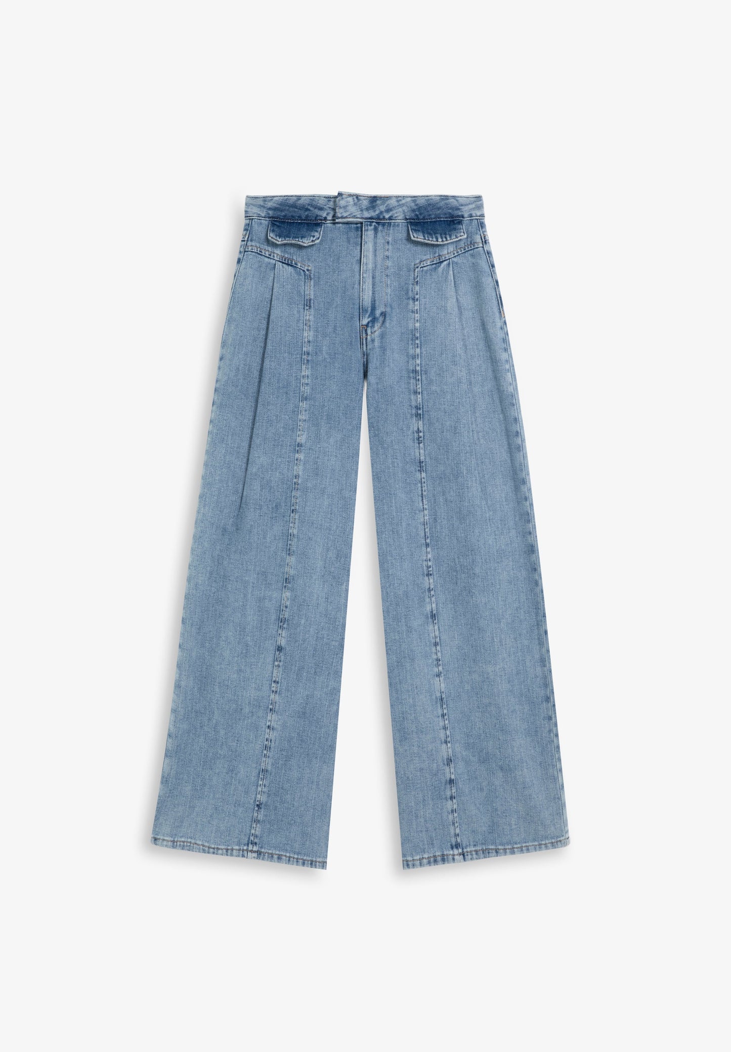 JEANS WIDE LEG COM EFEITO DESBOTADO